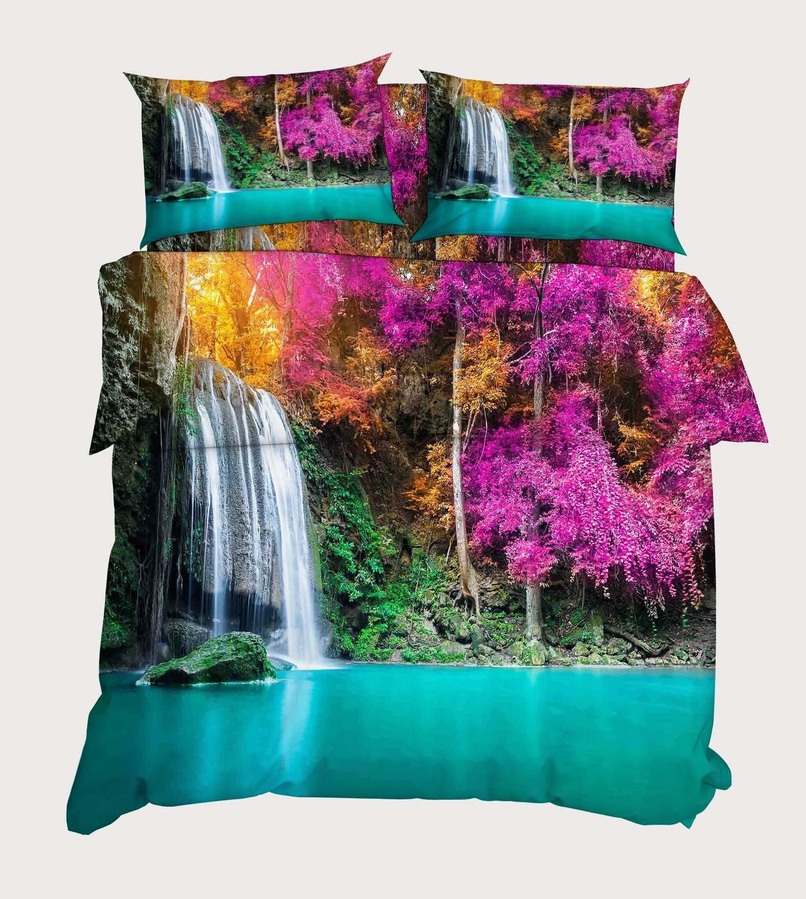 3D Lake Waterfall 41 Bed Pillowcases Quilt Wallpaper AJ Wallpaper