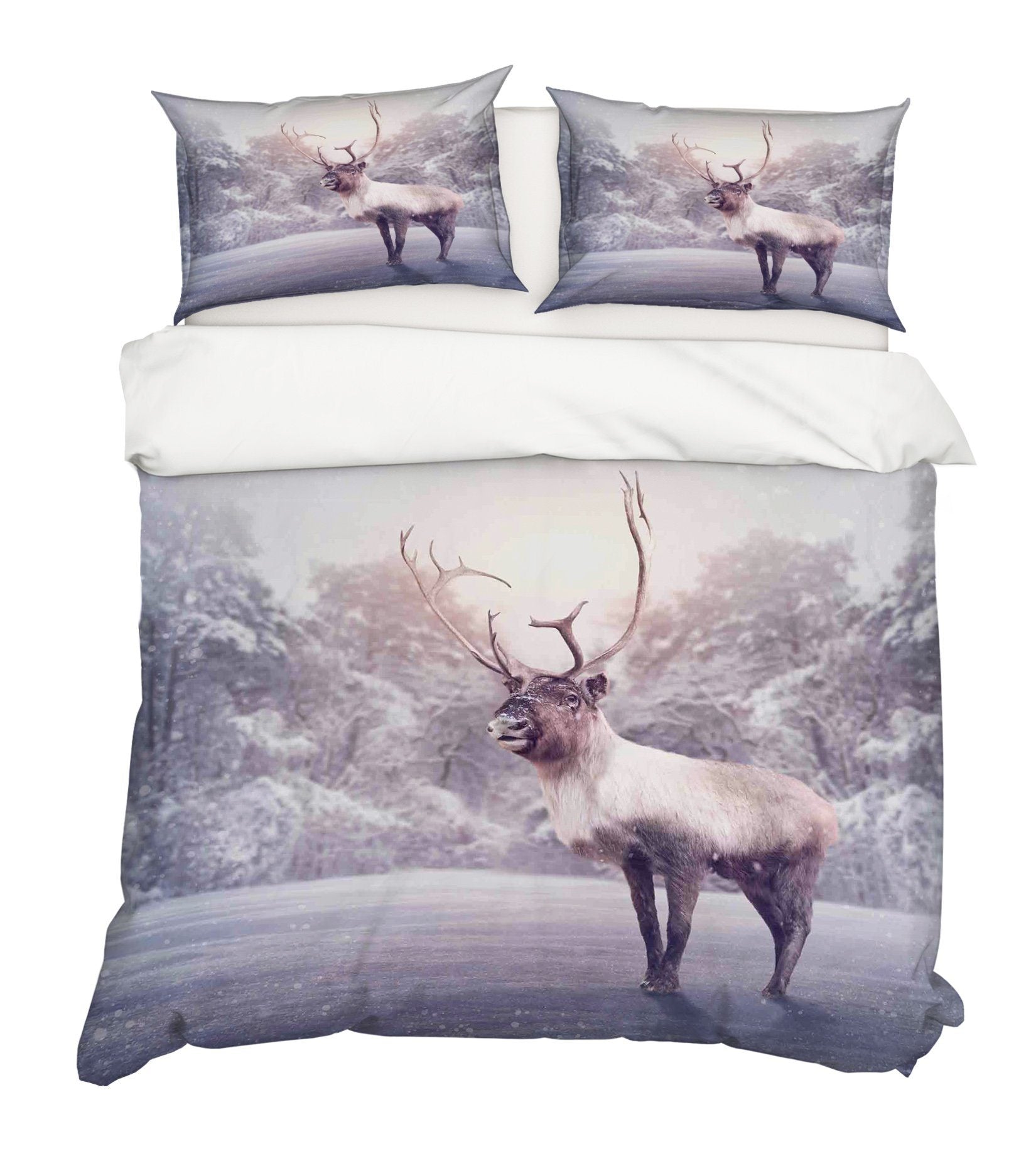 3D Deer Snow 006 Bed Pillowcases Quilt Wallpaper AJ Wallpaper