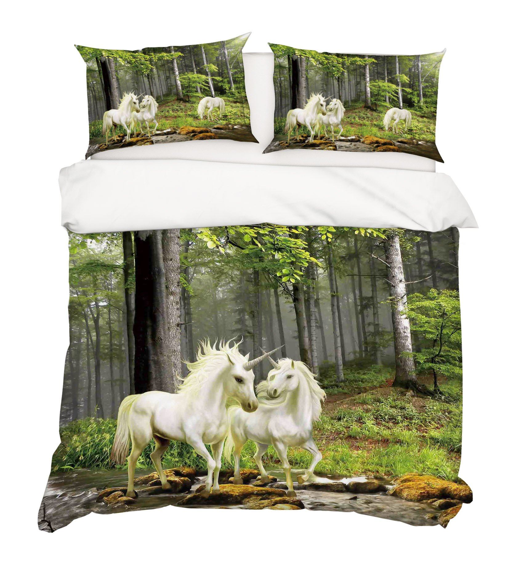 3D White Unicorn 203 Bed Pillowcases Quilt Wallpaper AJ Wallpaper