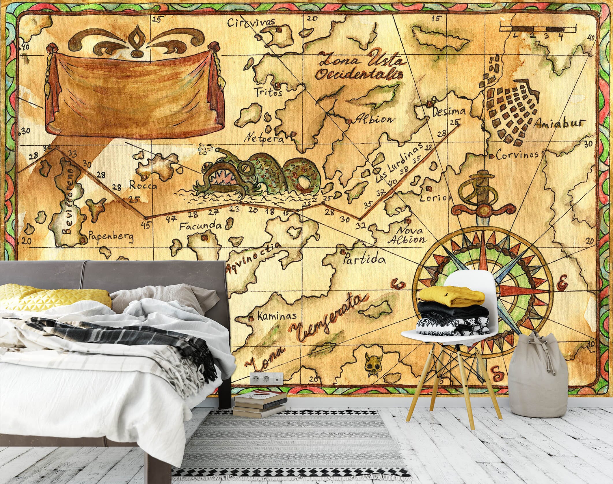 3D Nautical Route 2048 World Map Wall Murals Wallpaper AJ Wallpaper 2