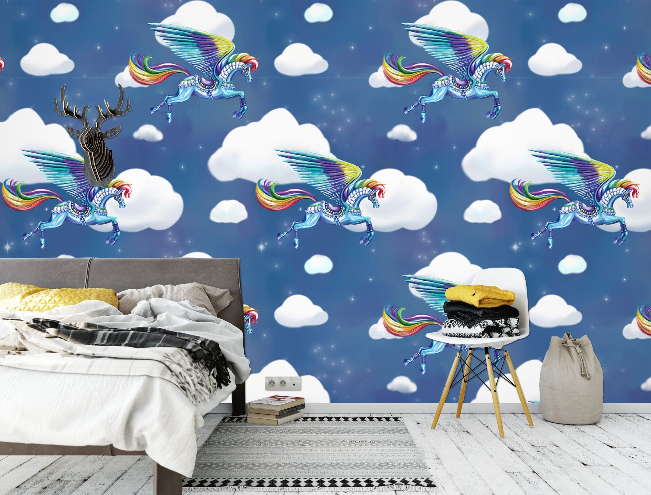 3D Rainbow White Clouds 1413 Rose Catherine Khan Wall Mural Wall Murals Wallpaper AJ Wallpaper 2