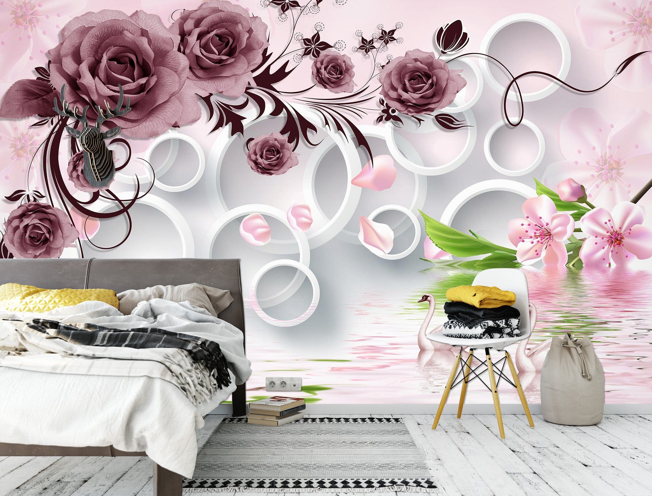 3D Circle Rose 1681 Wall Murals Wallpaper AJ Wallpaper 2