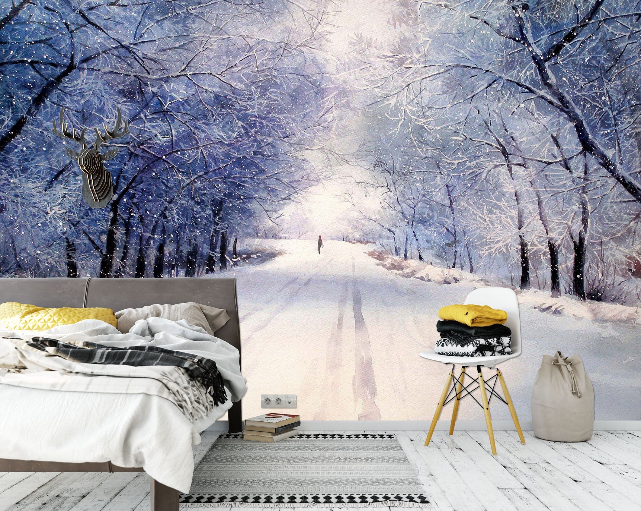 3D Snow Forest 1748 Wall Murals Wallpaper AJ Wallpaper 2