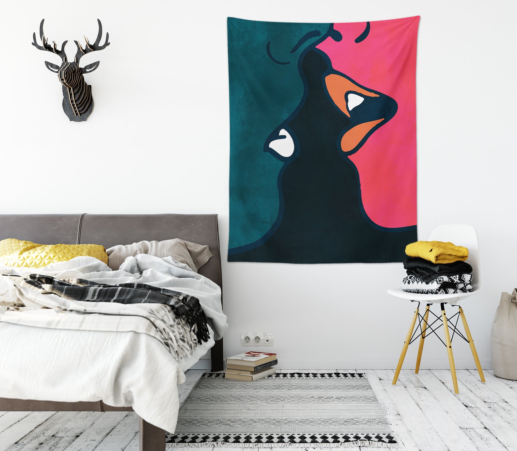 3D Couple Kissing 889 Boris Draschoff Tapestry Hanging Cloth Hang