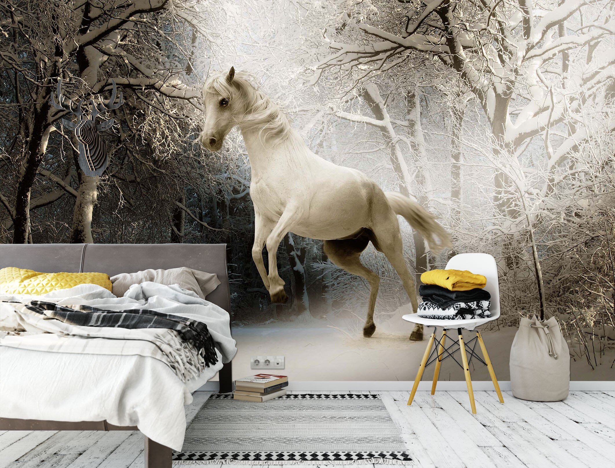 3D Snow White Horse 1747 Wall Murals Wallpaper AJ Wallpaper 2