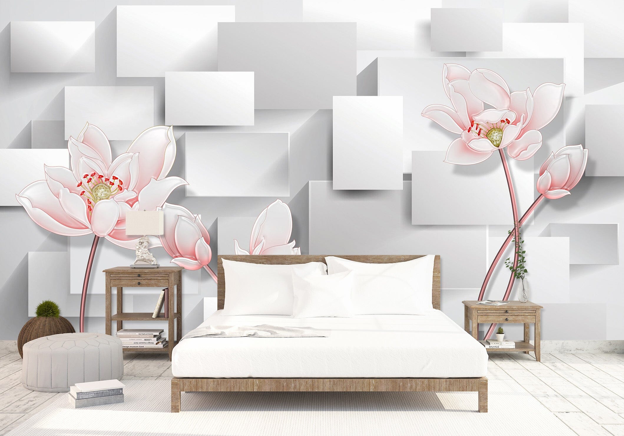 3D Simple Flowers 1525 Wall Murals Wallpaper AJ Wallpaper 2