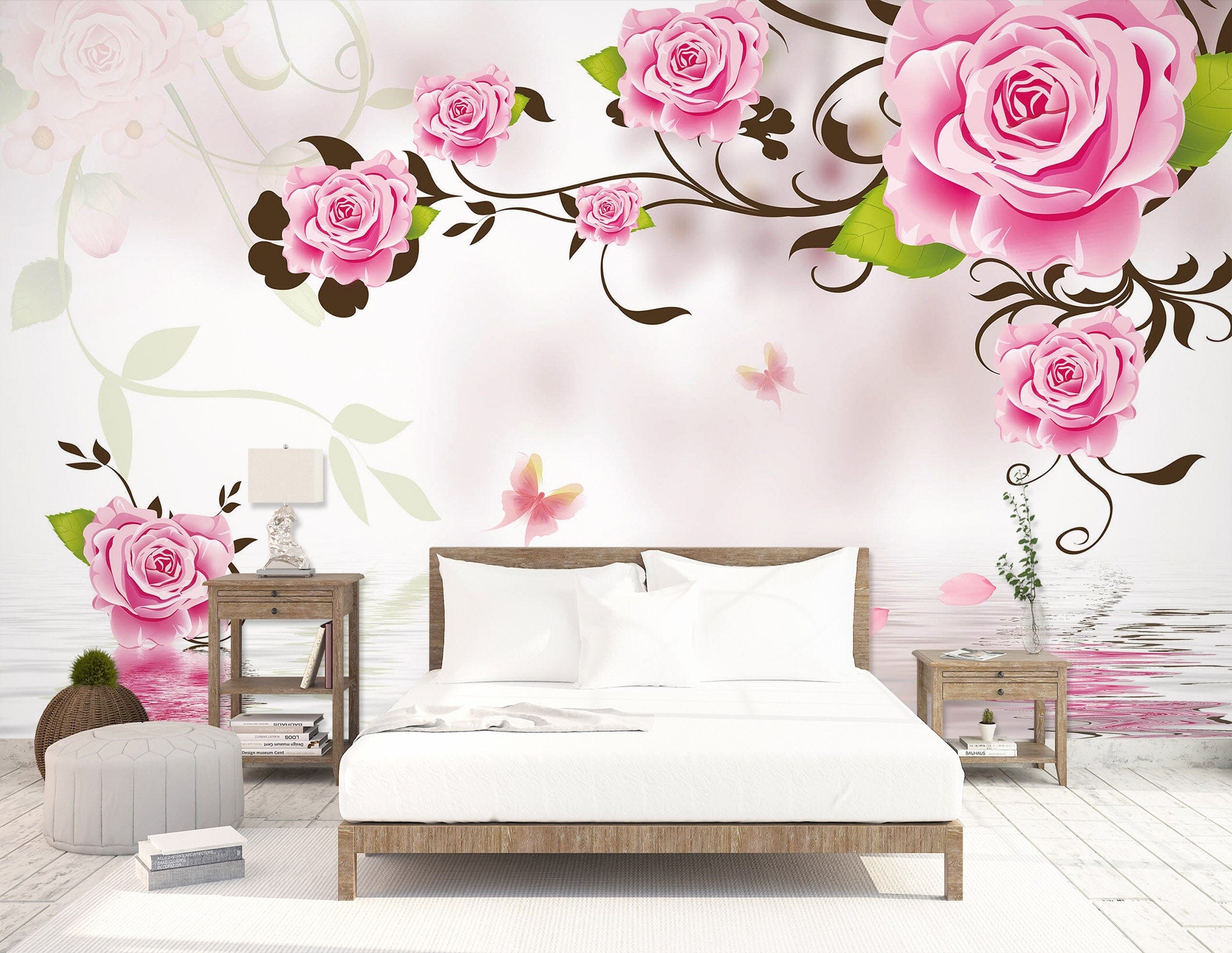 3D Pink Rose 1700 Wall Murals Wallpaper AJ Wallpaper 2