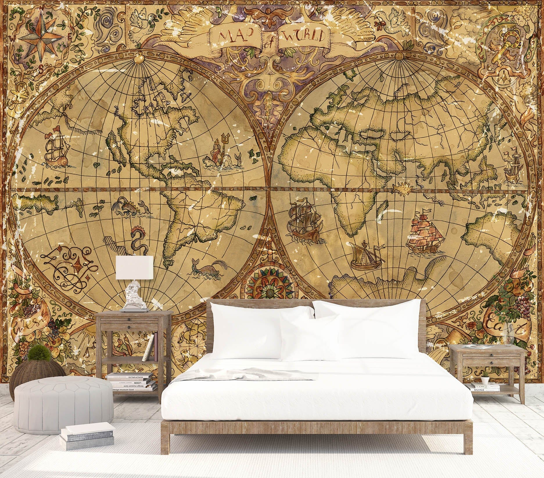 3D Sketch Pattern 2069 World Map Wall Murals Wallpaper AJ Wallpaper 2