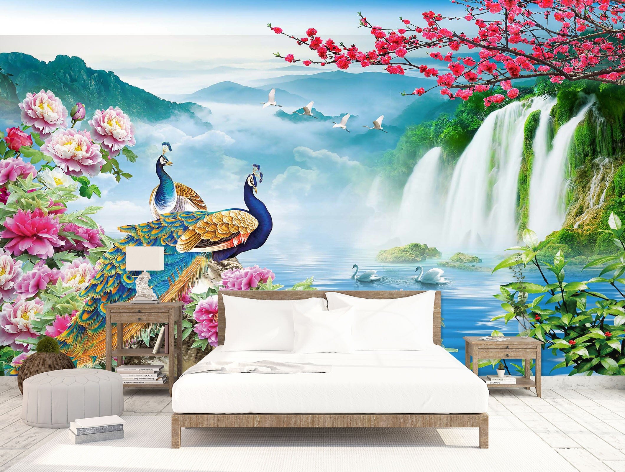 3D Peacock Valley 1622 Wall Murals Wallpaper AJ Wallpaper 2