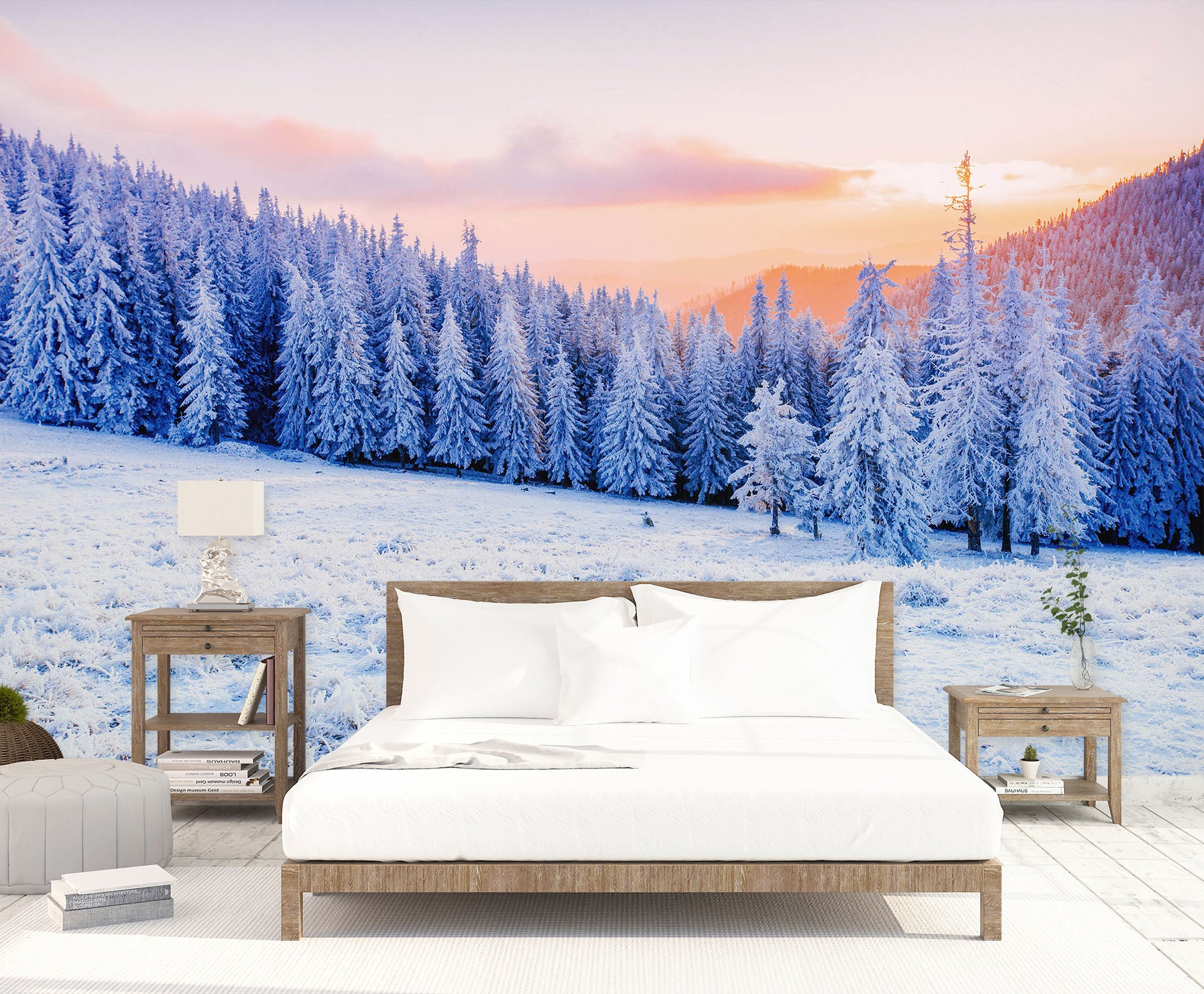 3D Snow Mountain Tree 58041 Wall Murals