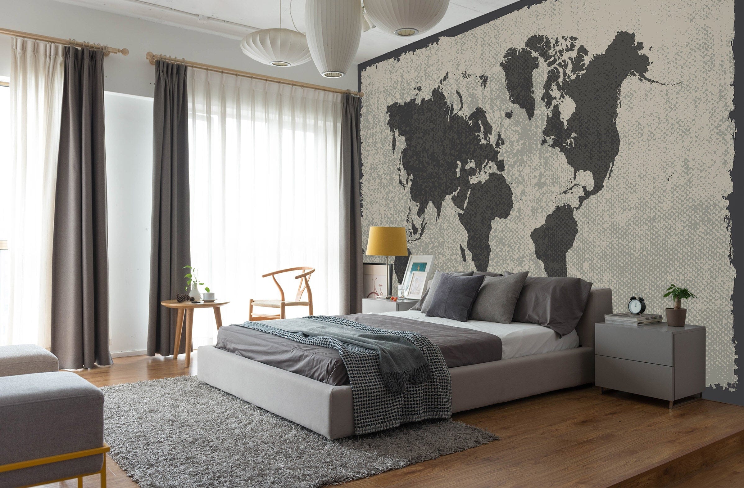 3D Black Pattern 2004 World Map Wall Murals Wallpaper AJ Wallpaper 2