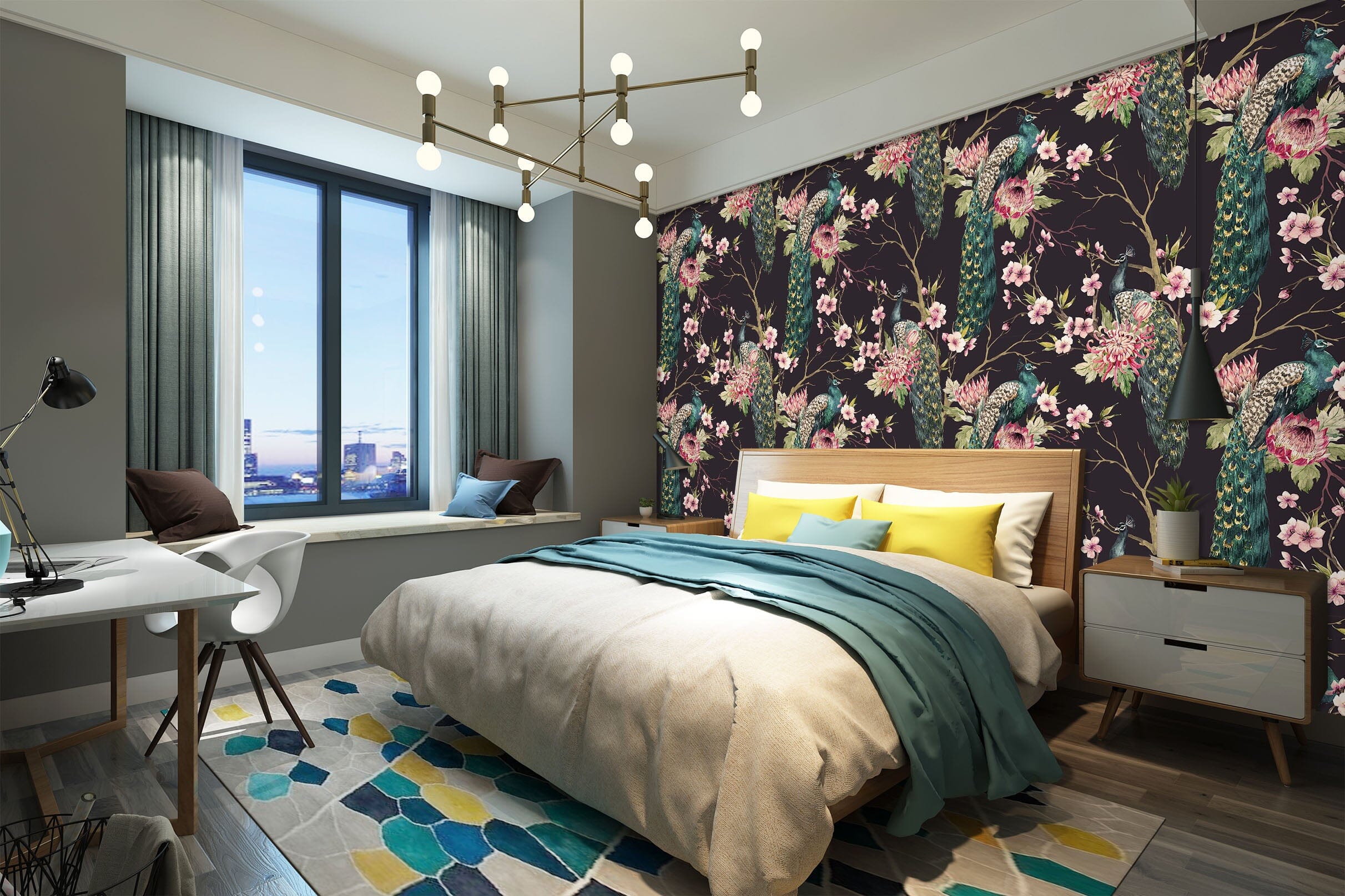 3D Peacock Pattern 1673 Wall Murals Wallpaper AJ Wallpaper 2