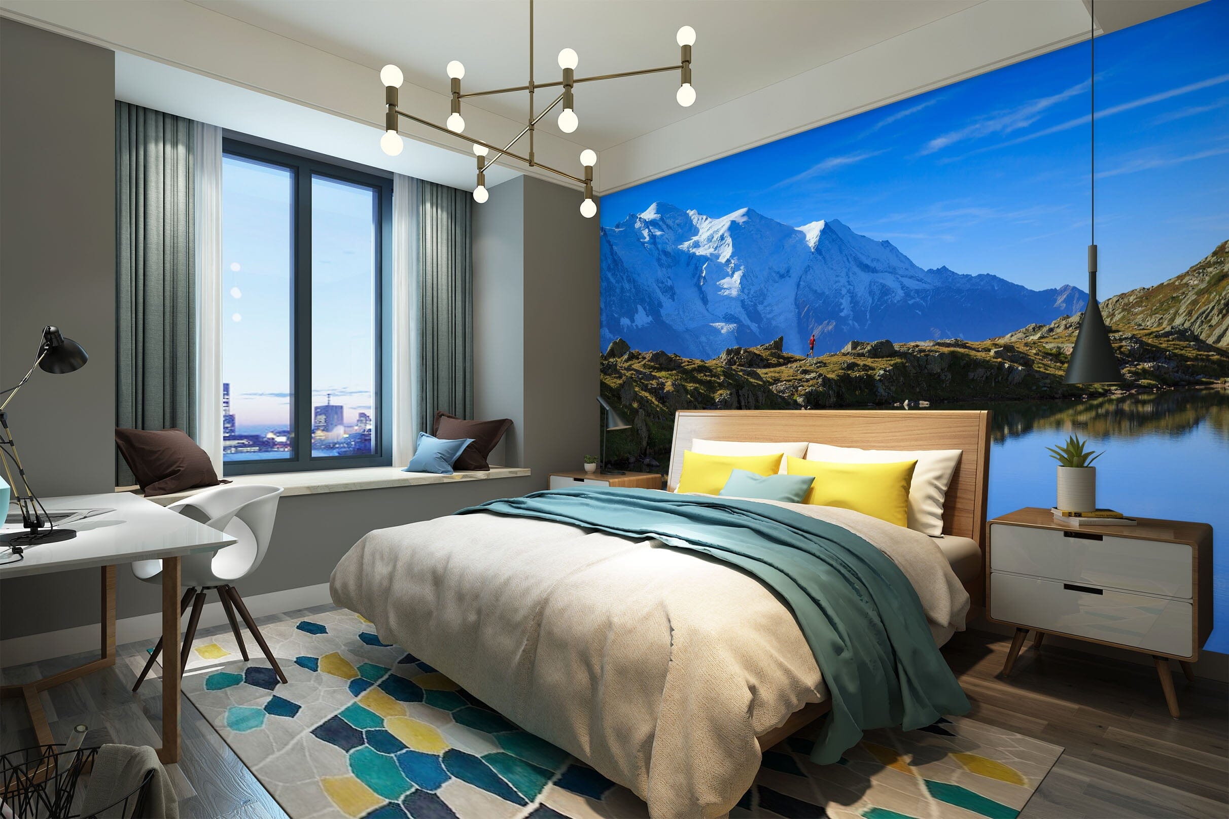 3D Snow Mountain Lake 1125 Wall Murals Wallpaper AJ Wallpaper 2