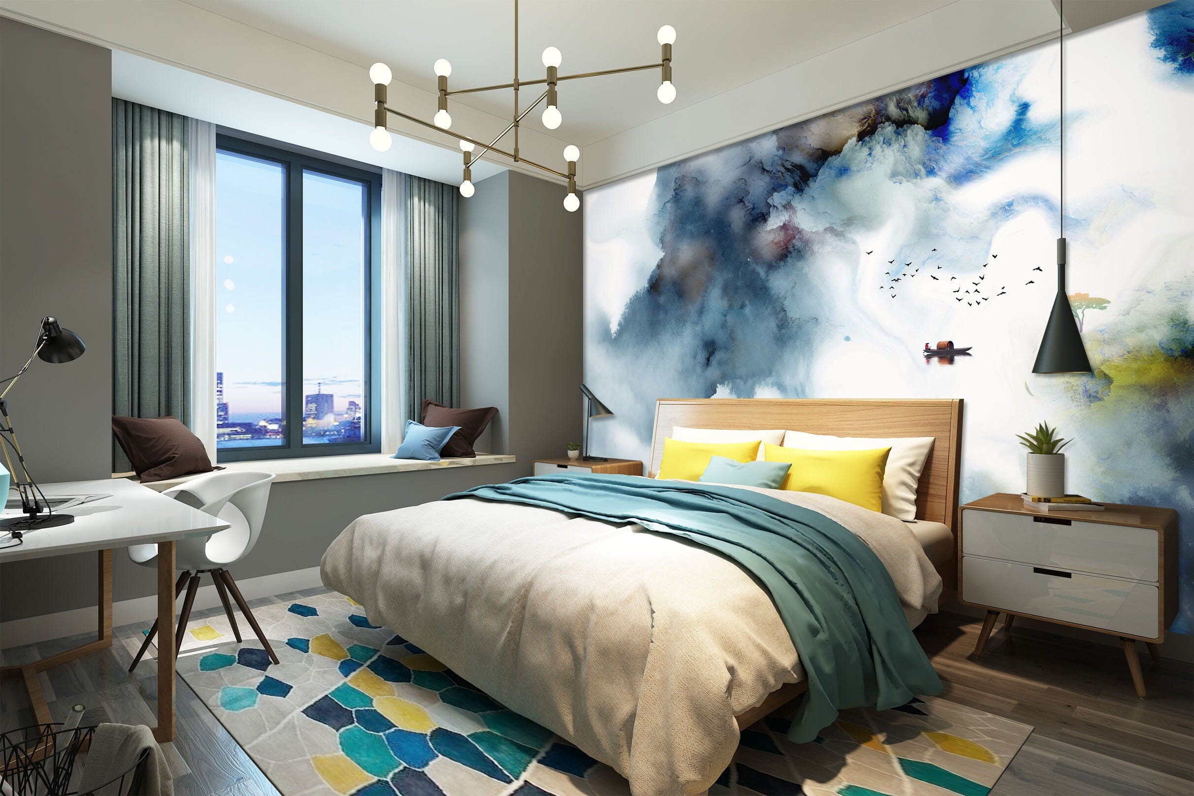 3D Navy Blue 1430 Wall Murals Wallpaper AJ Wallpaper 2