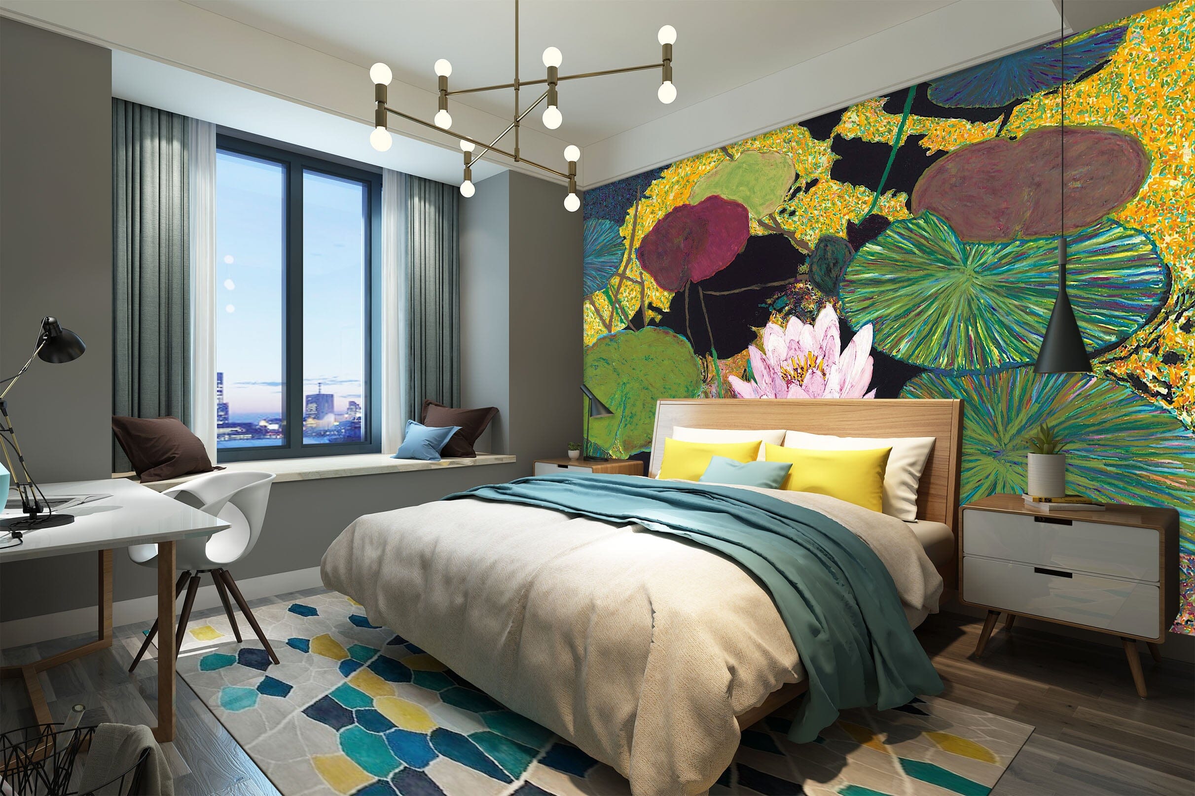 3D Autumn Lotus 250 Allan P. Friedlander Wall Mural Wall Murals Wallpaper AJ Wallpaper 2