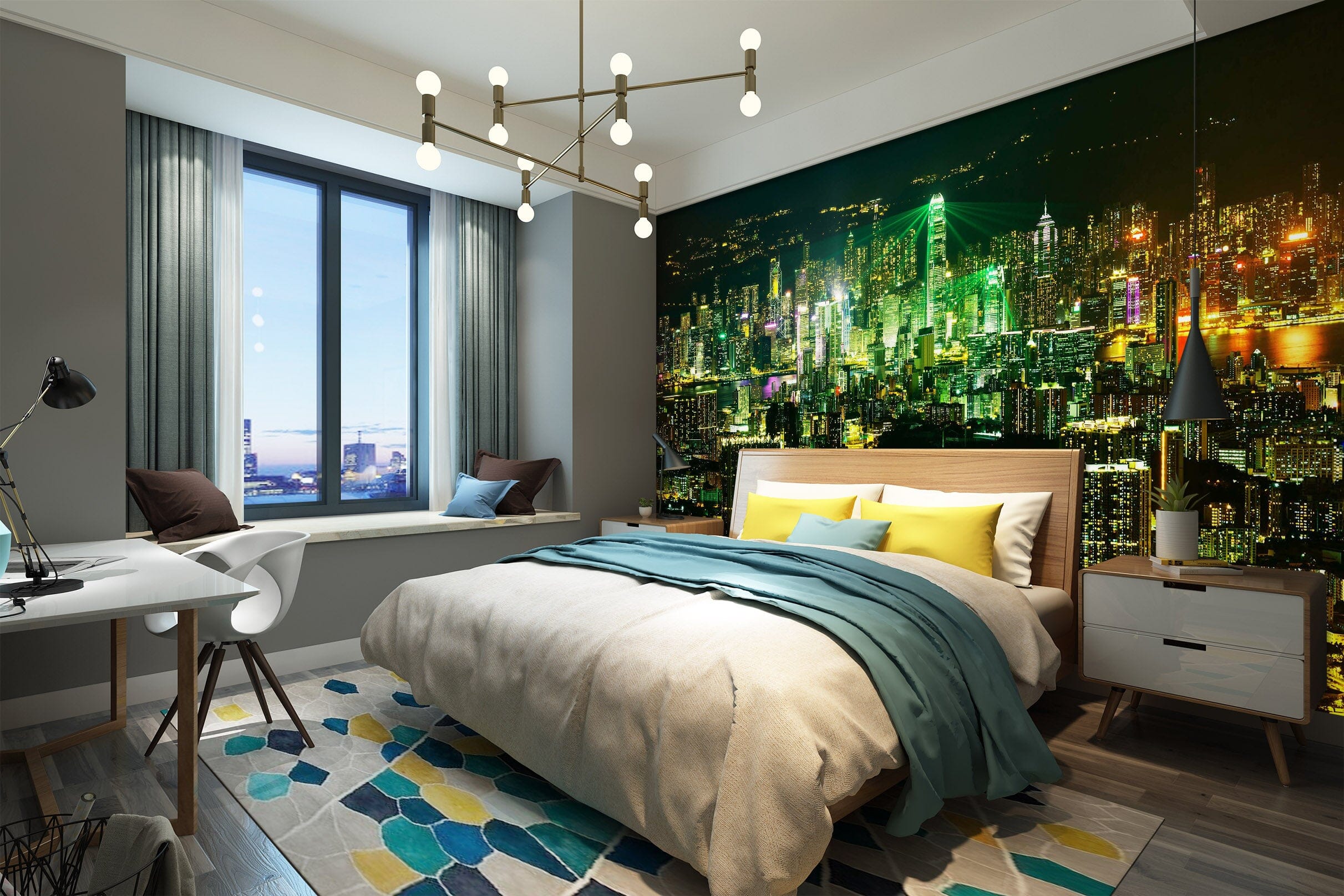3D City Night 1659 Wall Murals Wallpaper AJ Wallpaper 2