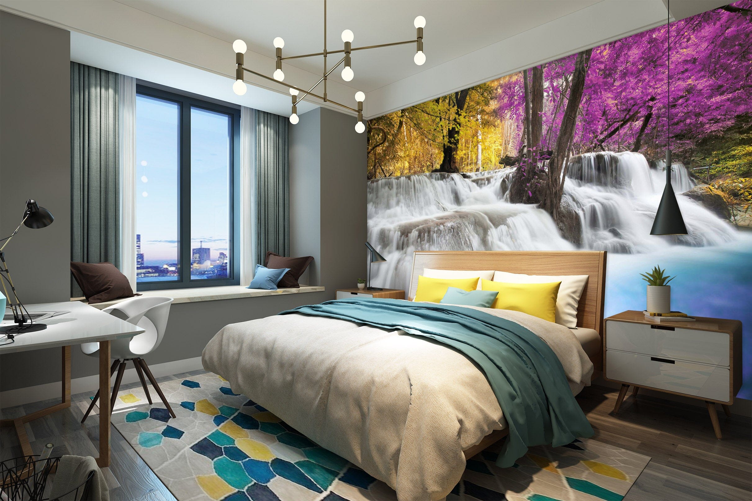 3D Forest Waterfall 2019 Wall Murals Wallpaper AJ Wallpaper 2