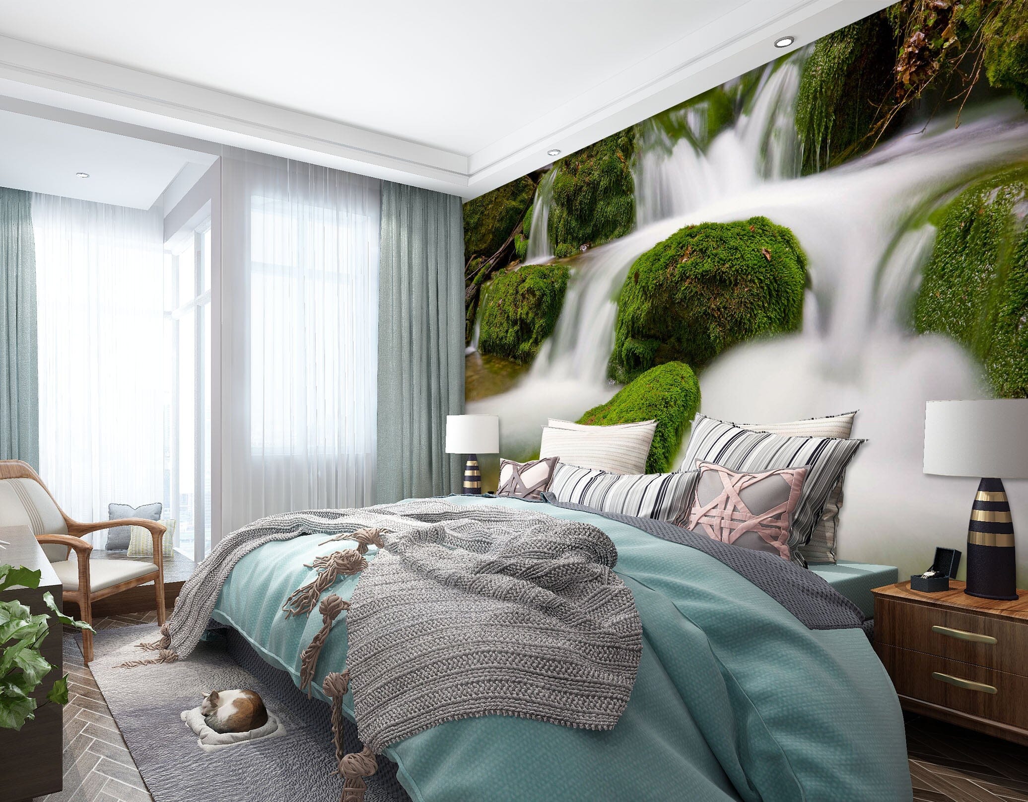 3D Waterfall Stones 1722 Wall Murals Wallpaper AJ Wallpaper 2