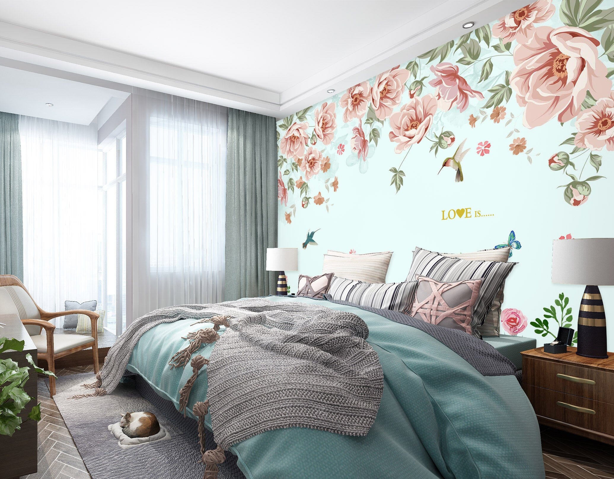 3D Flowers Birds 2061 Wall Murals Wallpaper AJ Wallpaper 2