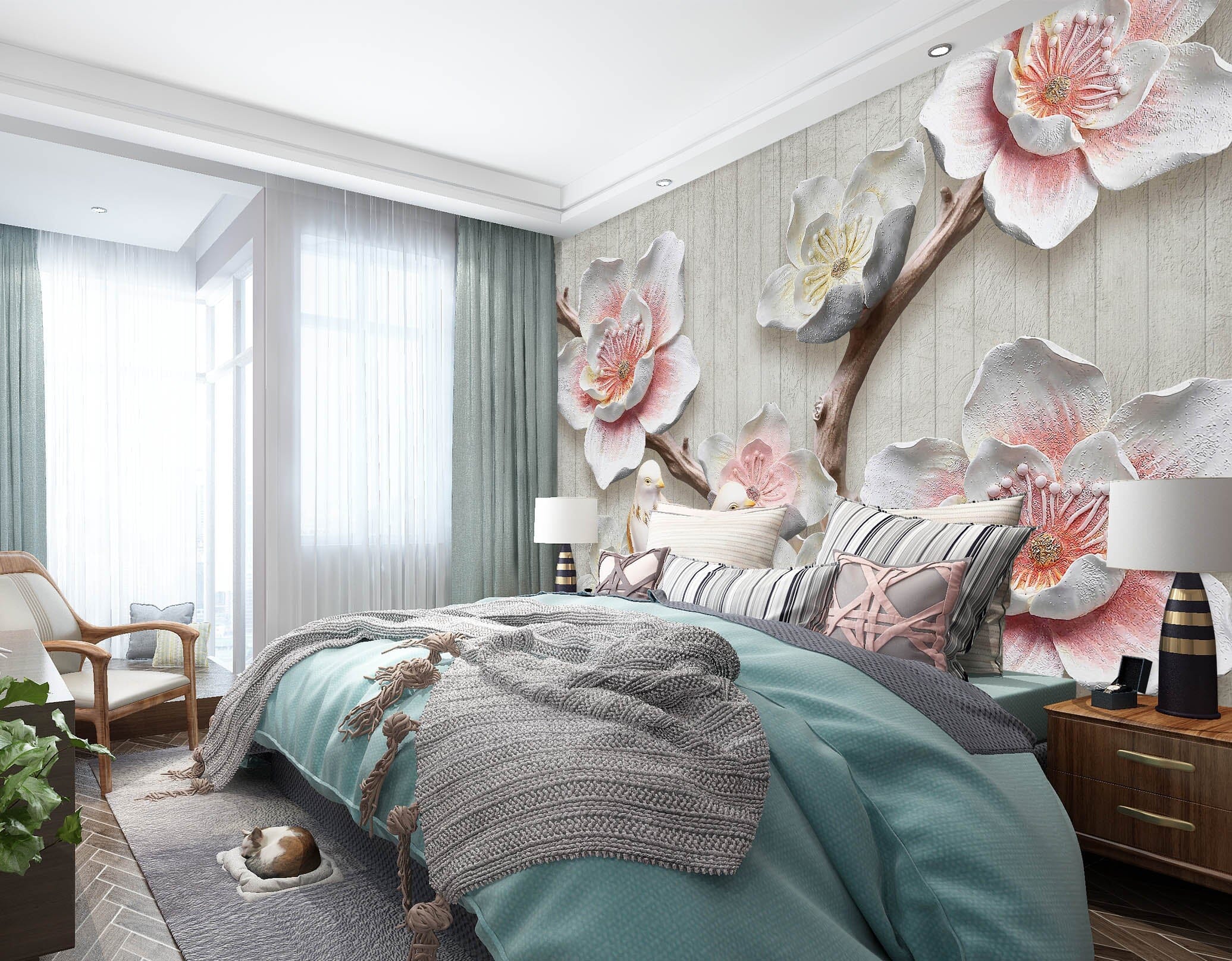3D Flowers Bloom 1607 Wall Murals Wallpaper AJ Wallpaper 2