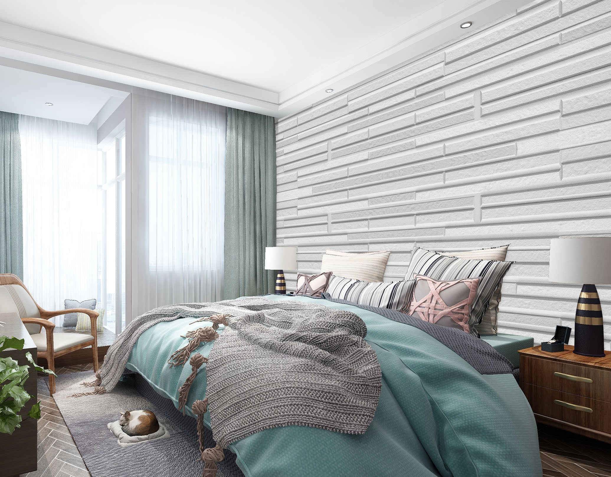 3D White Wall 1138 Wall Murals