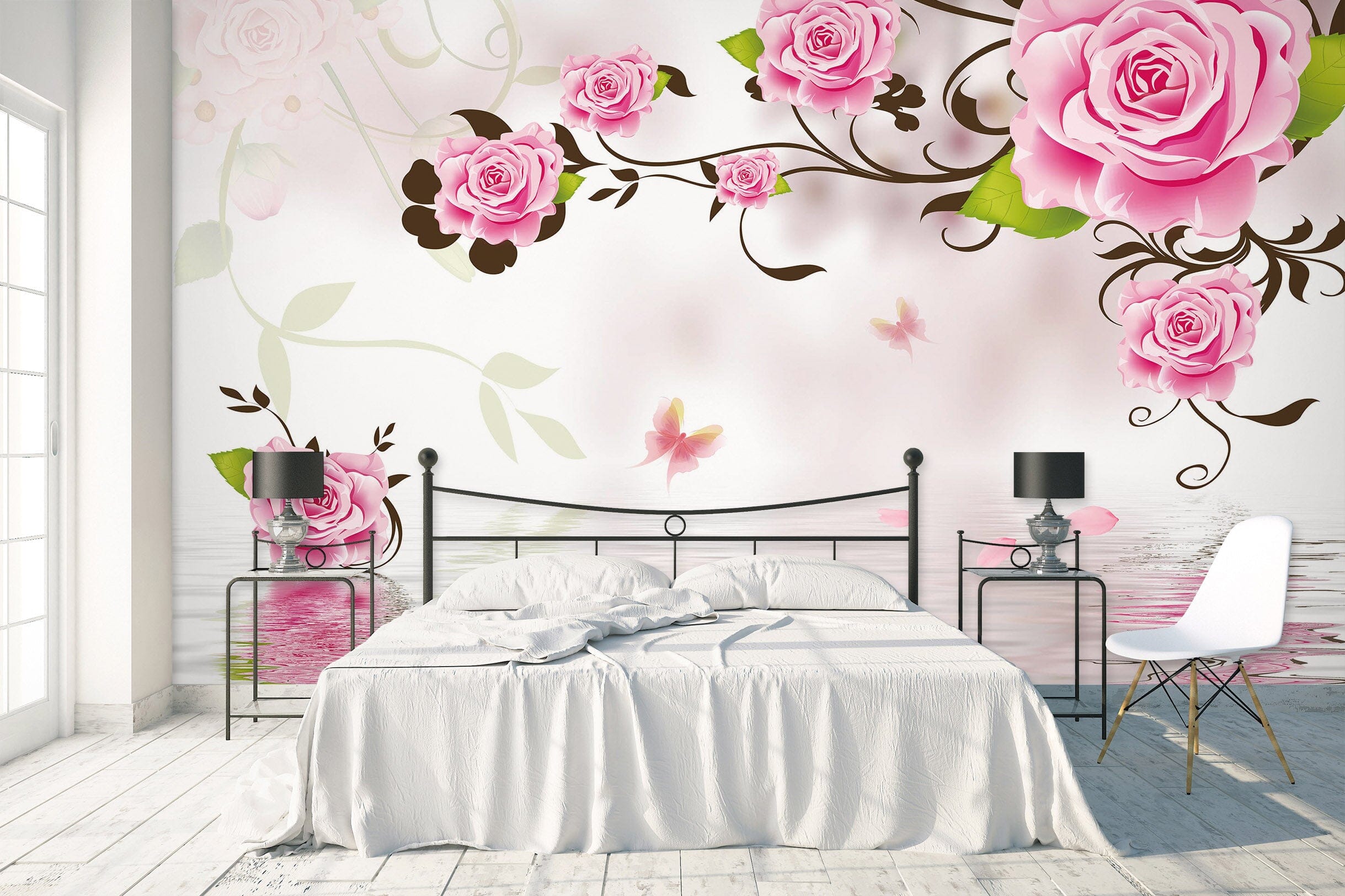 3D Pink Rose 1700 Wall Murals Wallpaper AJ Wallpaper 2