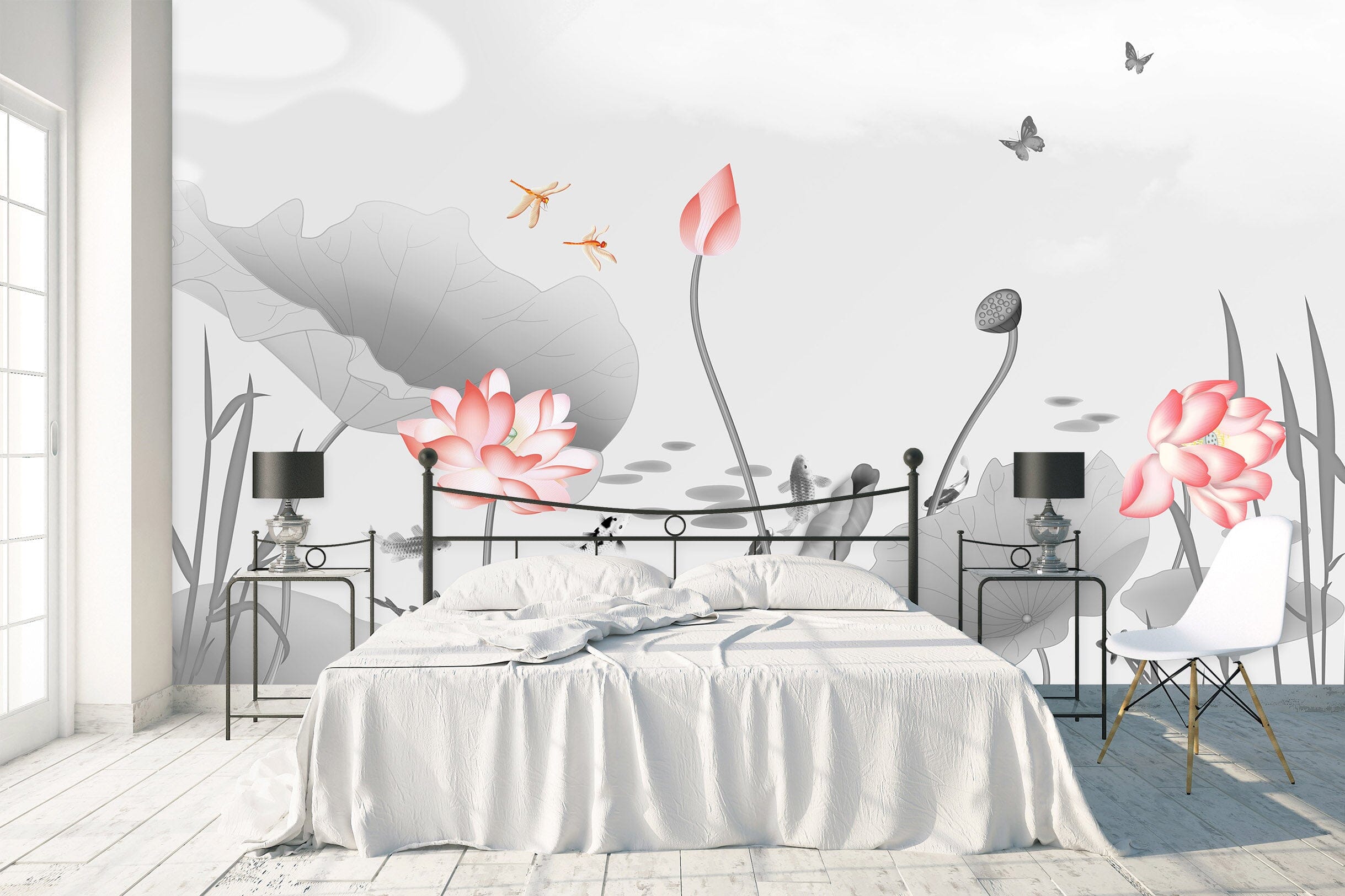 3D Lotus Fish 1479 Wall Murals Wallpaper AJ Wallpaper 2