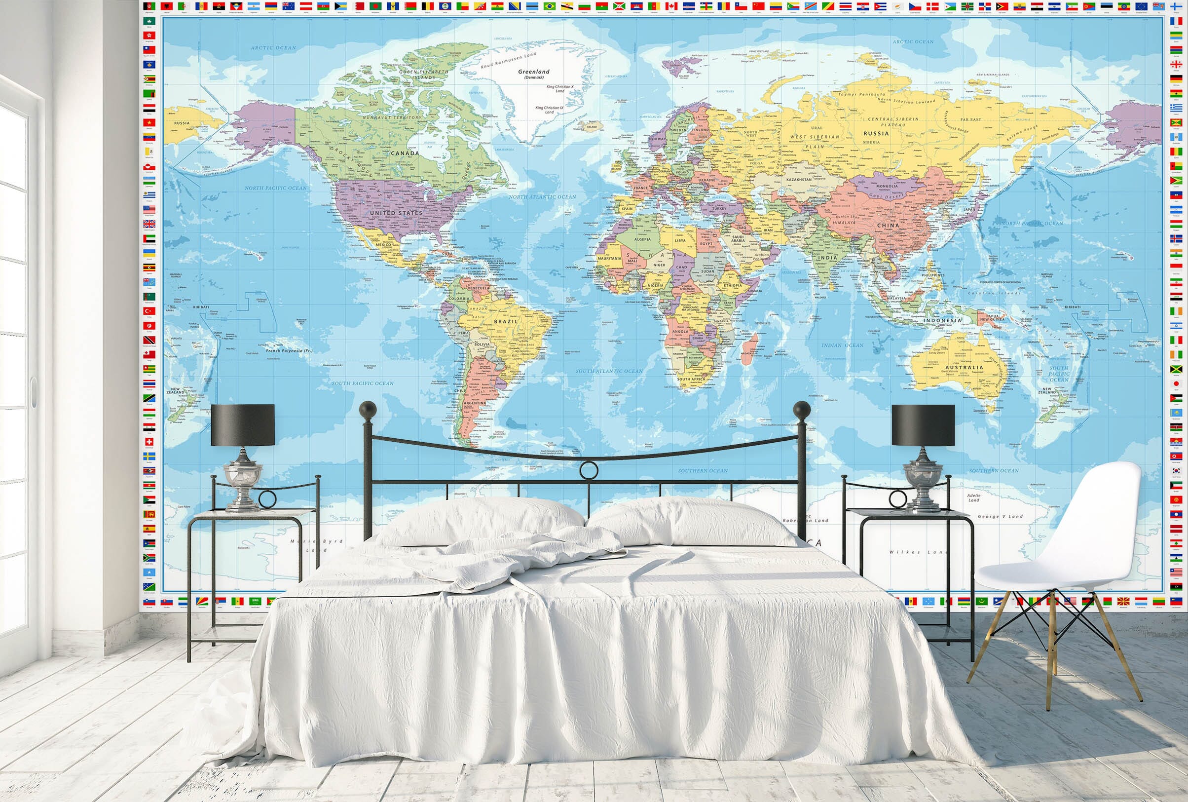 3D Colored Island 2155 World Map Wall Murals Wallpaper AJ Wallpaper 2