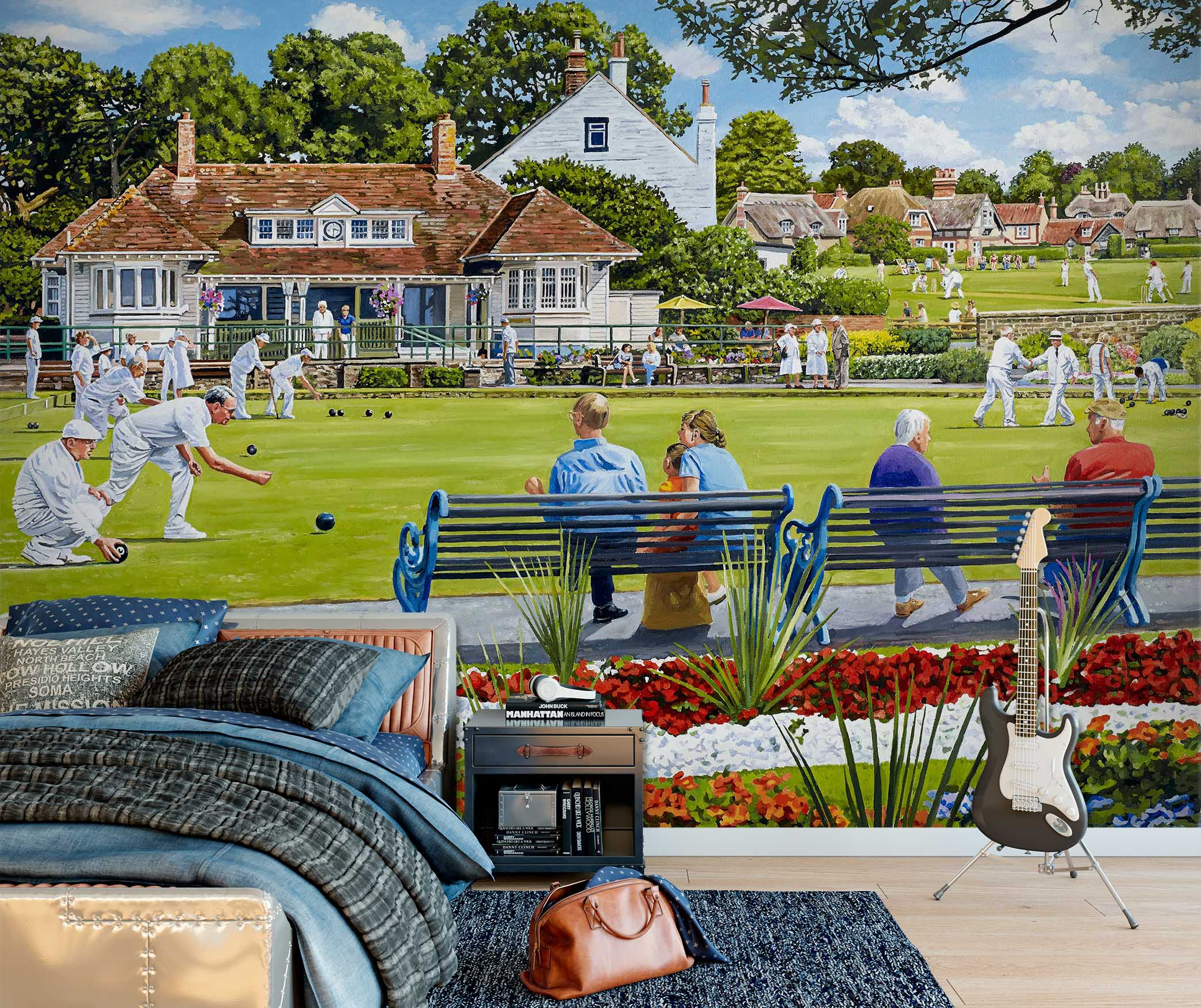 3D Lawn Benches 8927 Trevor Mitchell Wall Mural Wall Murals