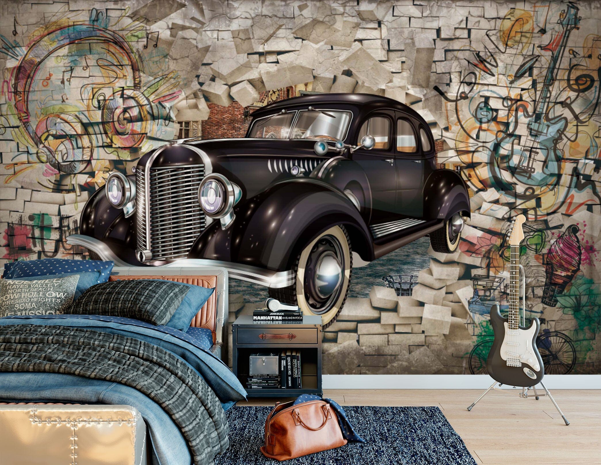 3D Black Truck 1638 Wall Murals Wallpaper AJ Wallpaper 2