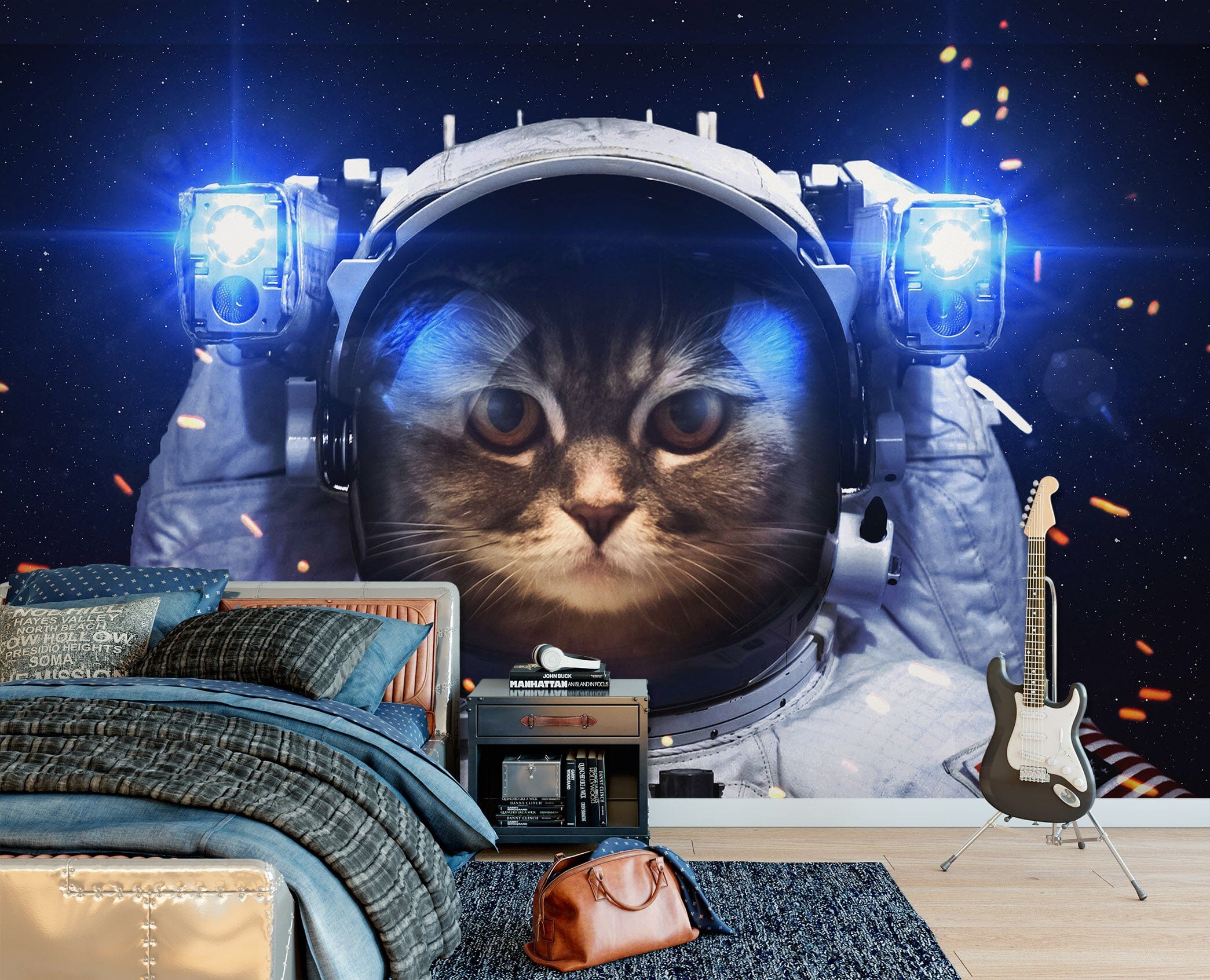 3D Space Cat 1733 Wall Murals Wallpaper AJ Wallpaper 2