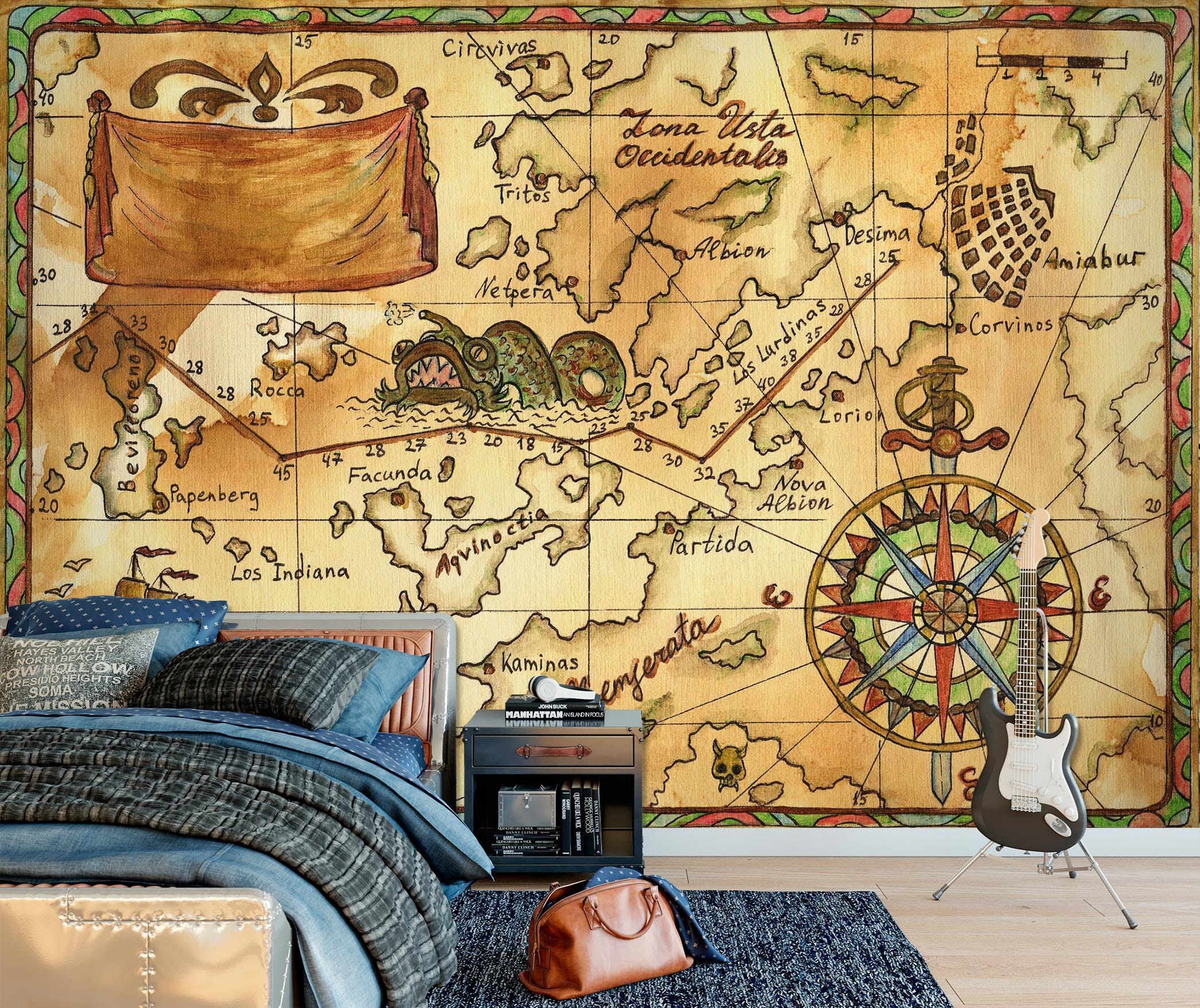 3D Vintage Map 1663 Wall Murals Wallpaper AJ Wallpaper 2