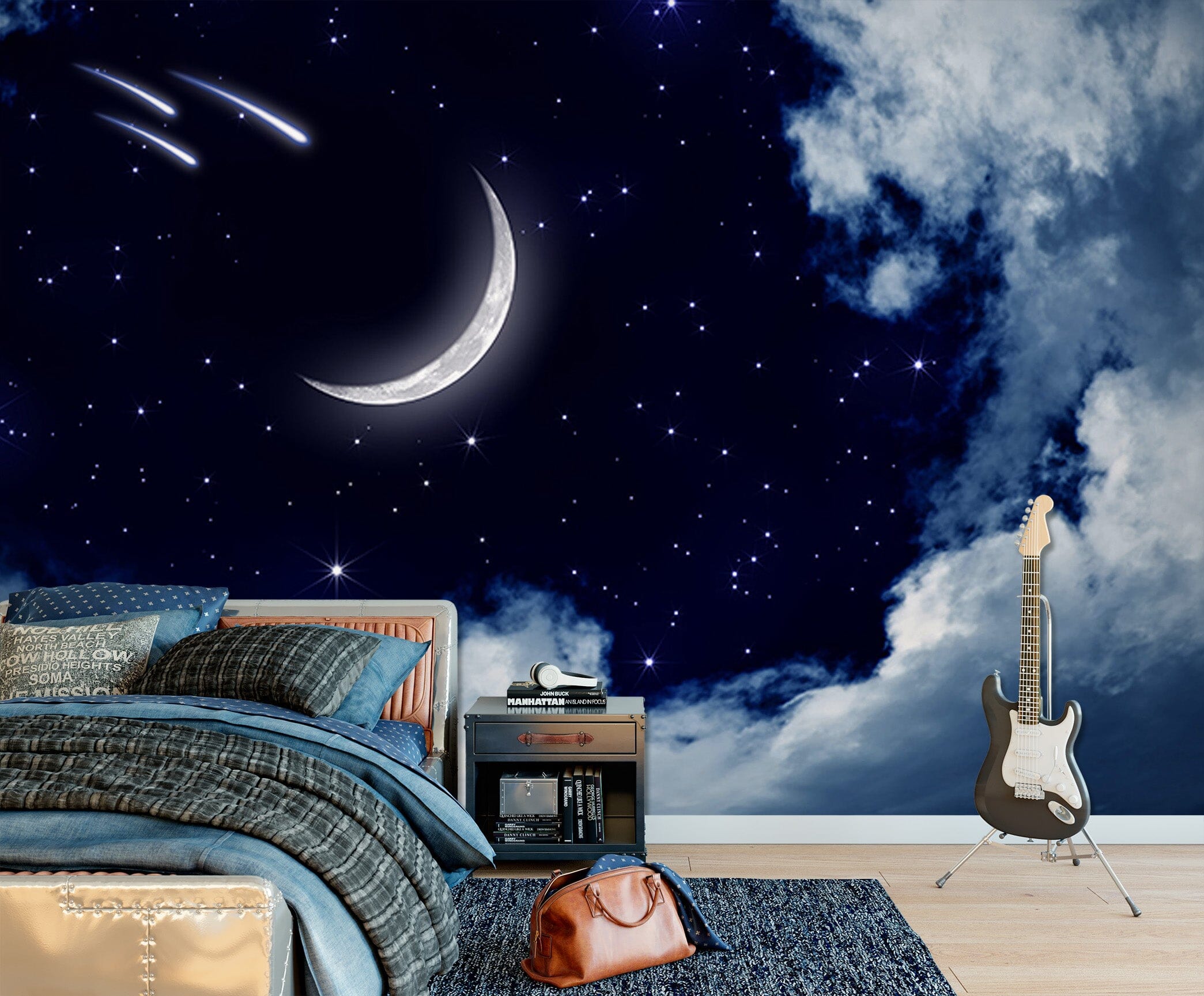 3D Night Sky Moon 1752 Wall Murals Wallpaper AJ Wallpaper 2
