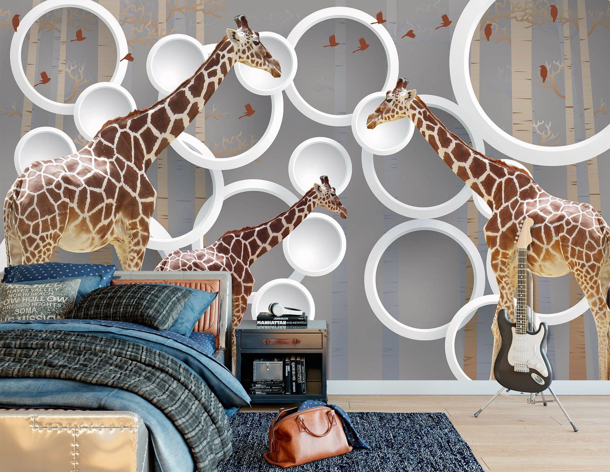 3D Cute Giraffe 1625 Wall Murals Wallpaper AJ Wallpaper 2