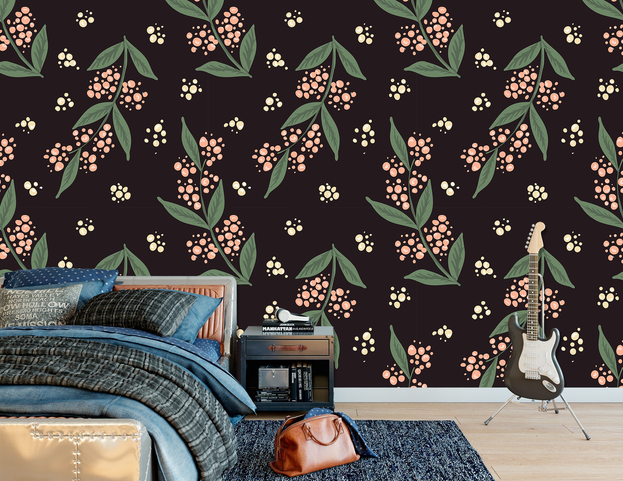 3D Floral Leaves Pattern 12043 Kashmira Jayaprakash Wall Mural Wall Murals