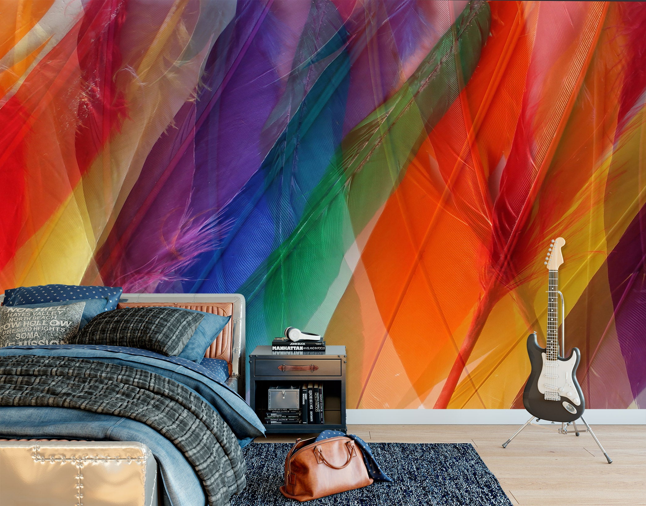 3D Colored Feathers 70101 Shandra Smith Wall Mural Wall Murals
