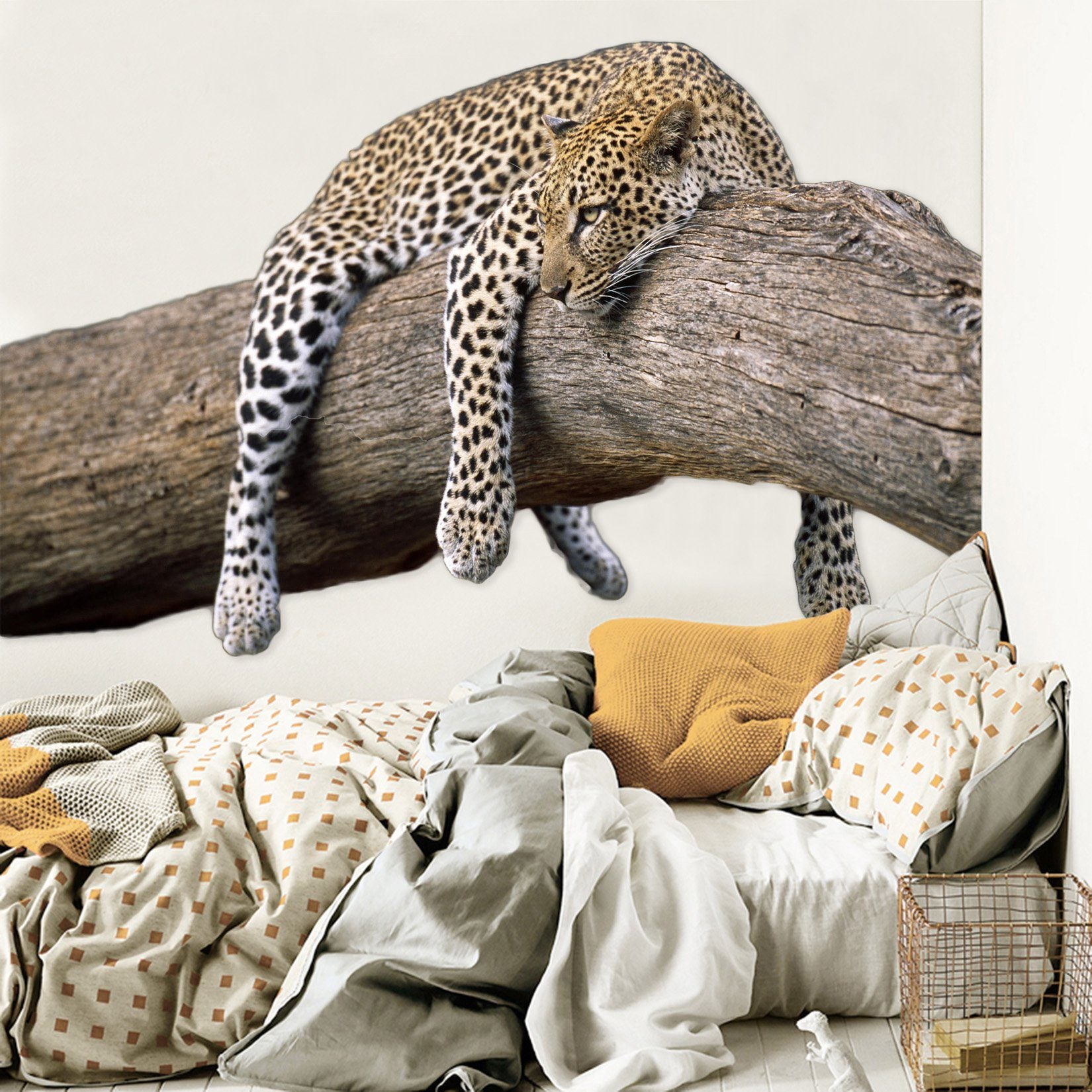 3D Leopard Lying On The Tree 011 Animals Wall Stickers Wallpaper AJ Wallpaper
