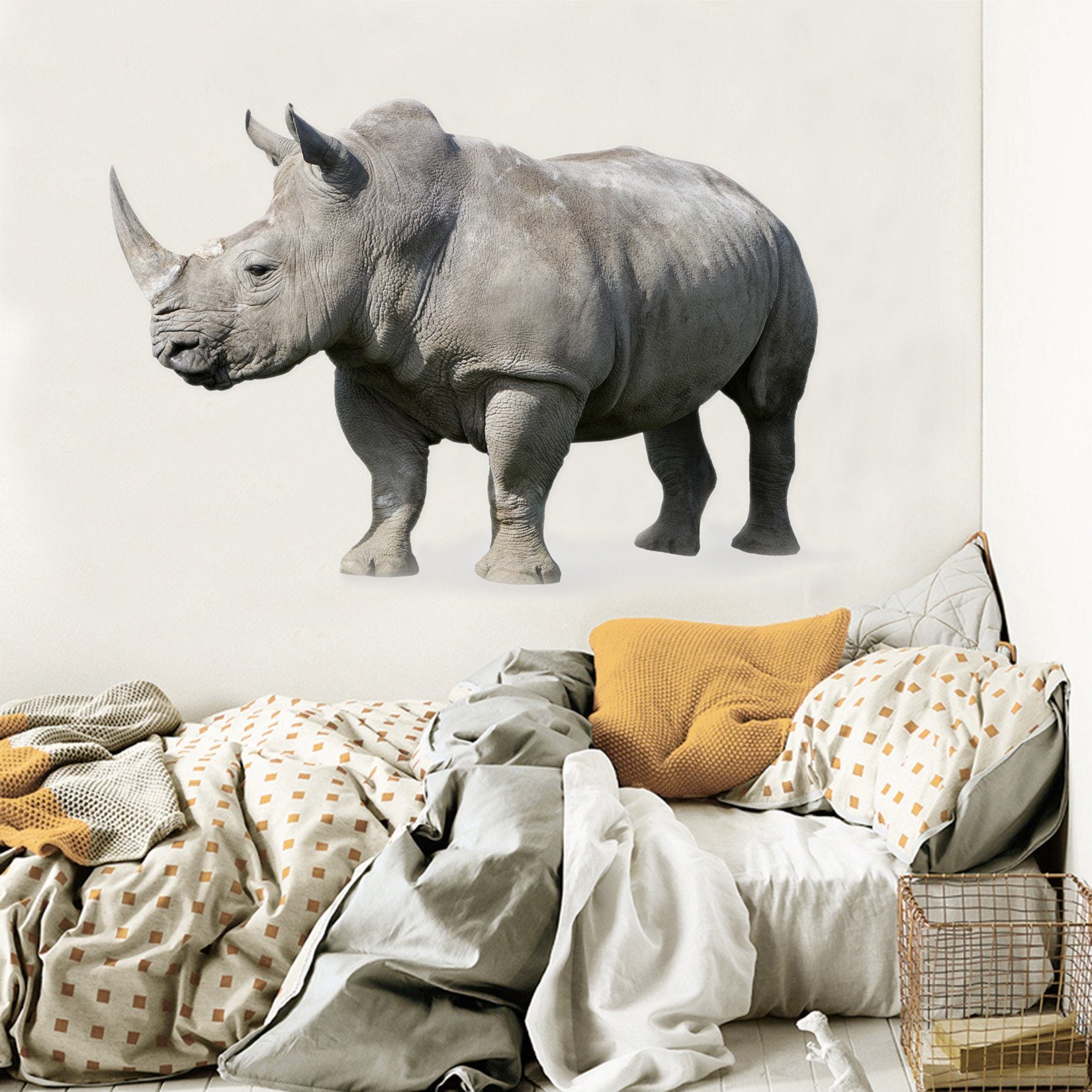 3D Rhinoceros 020 Animals Wall Stickers Wallpaper AJ Wallpaper