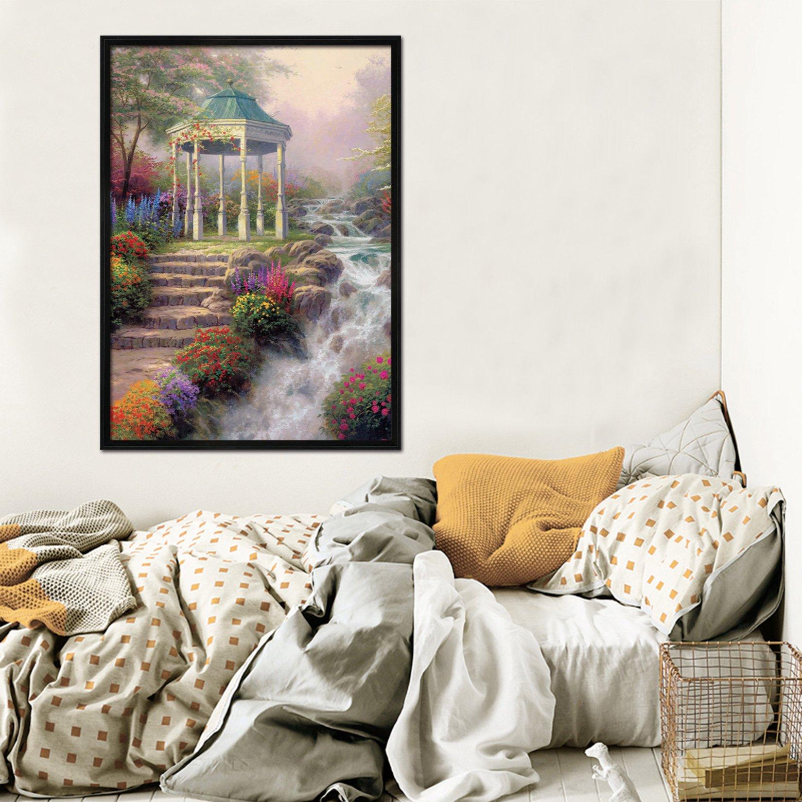 3D Small Pavilion River 008 Fake Framed Print Painting Wallpaper AJ Creativity Home