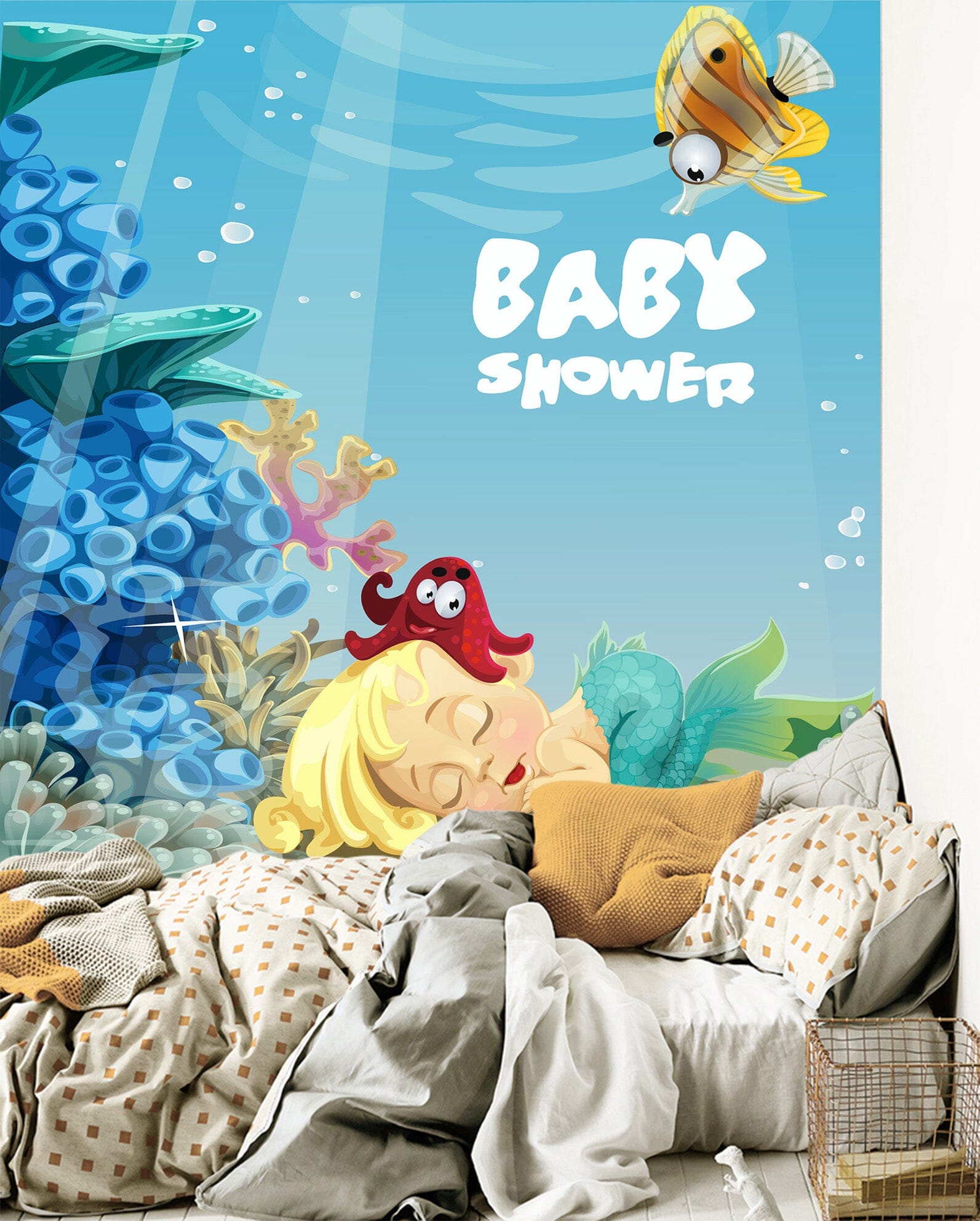 3D Blue Sea Octopus 1655 Wall Murals Wallpaper AJ Wallpaper 2