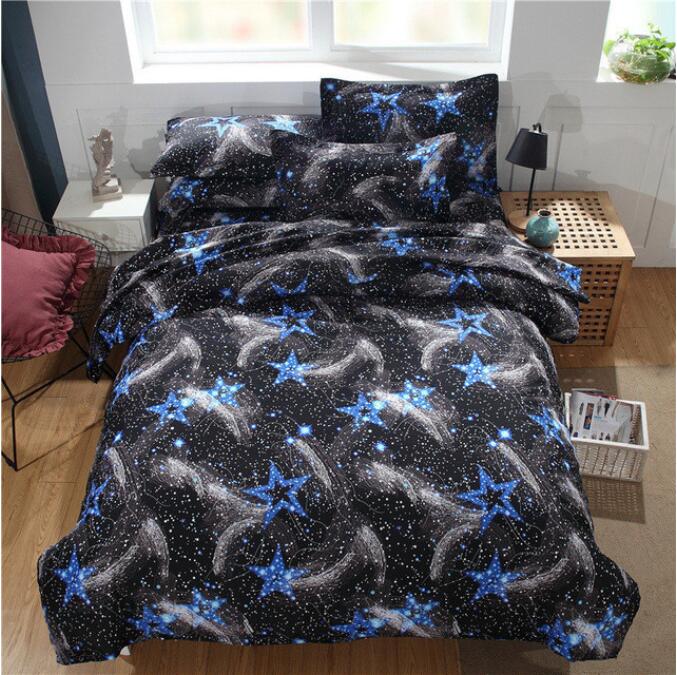 3D Feather Blue Five-Pointed Star 2122 Bed Pillowcases Quilt