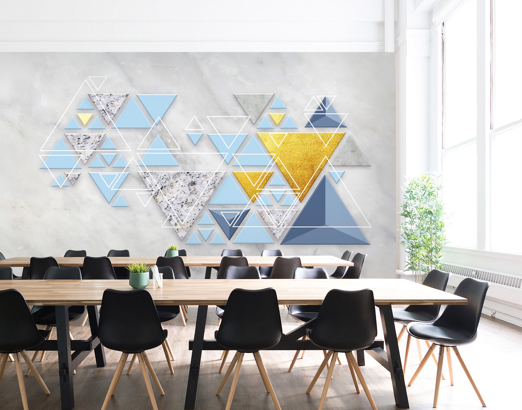 3D Blue Triangle 016 Wall Murals