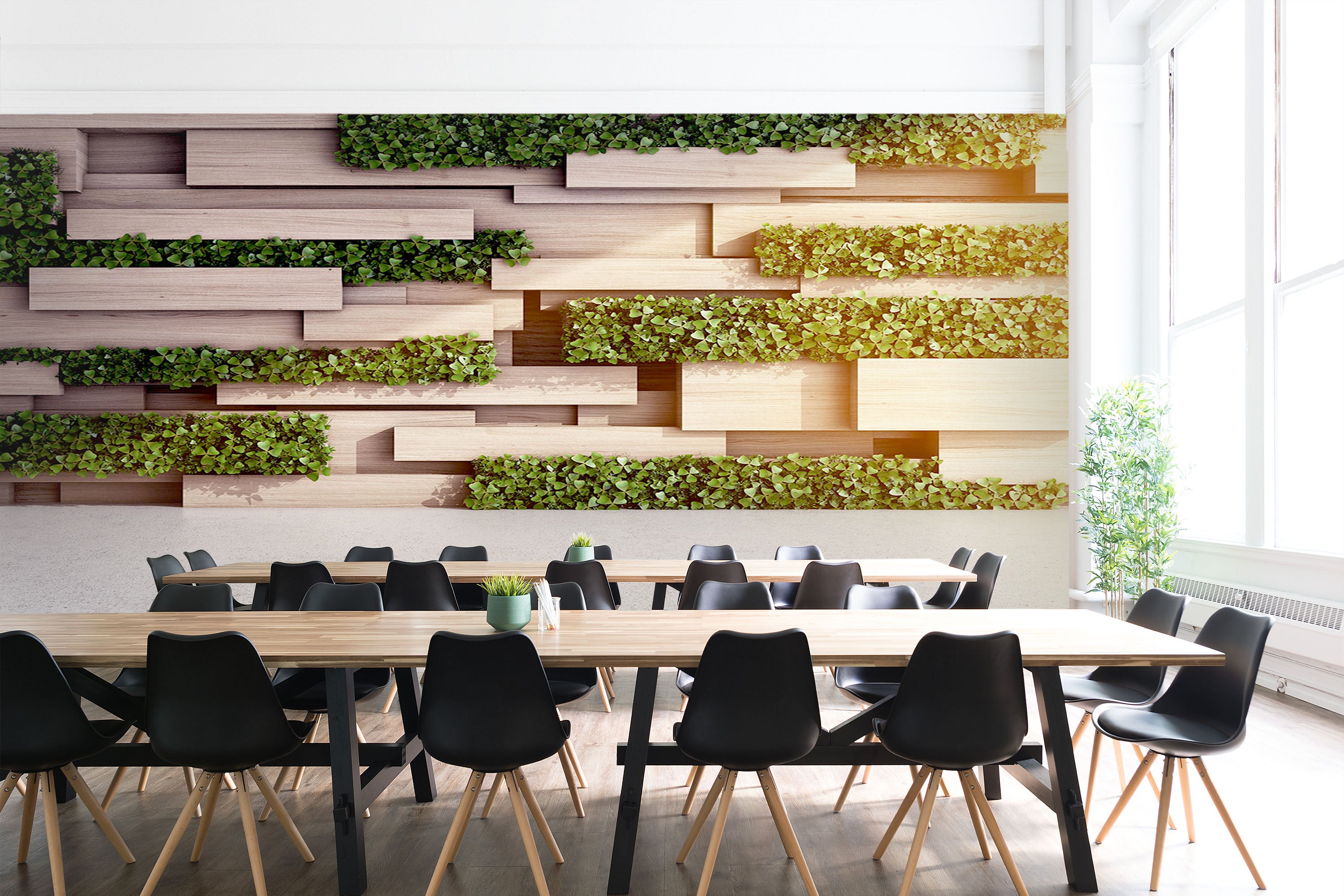 3D Modern Wooden Block 24 Wall Murals