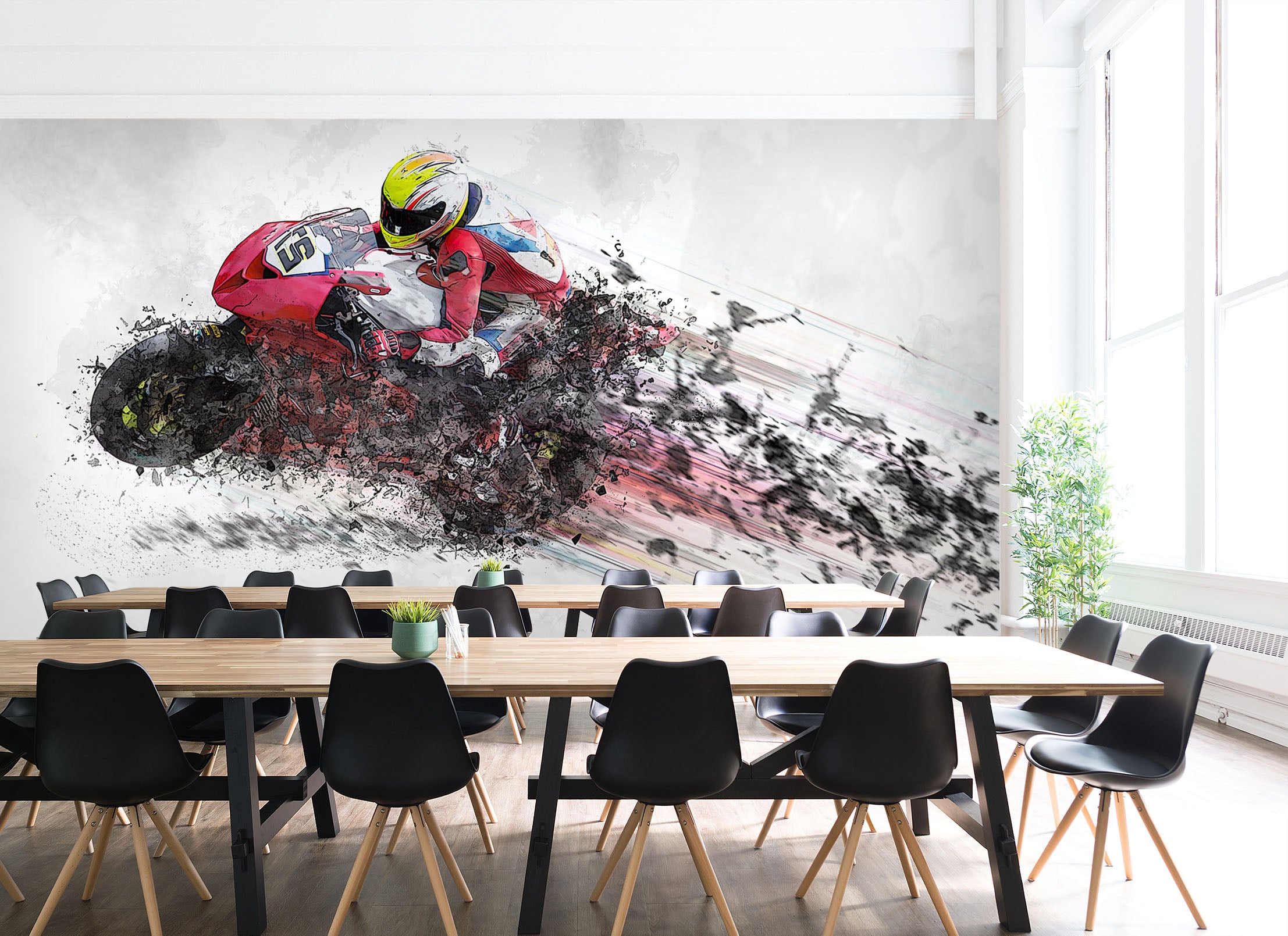 3D Motorcycle Competition 124 Vehicle Wall Murals