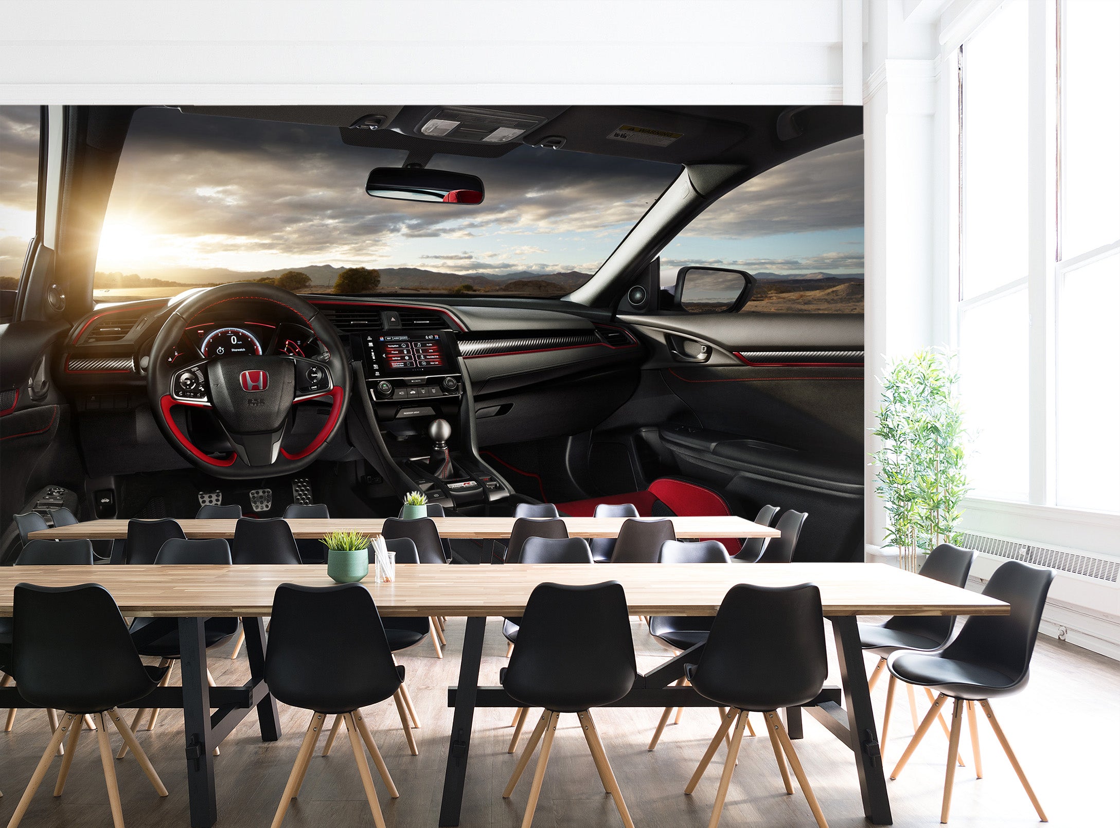 3D Honda Sunset Cloud 224 Vehicle Wall Murals