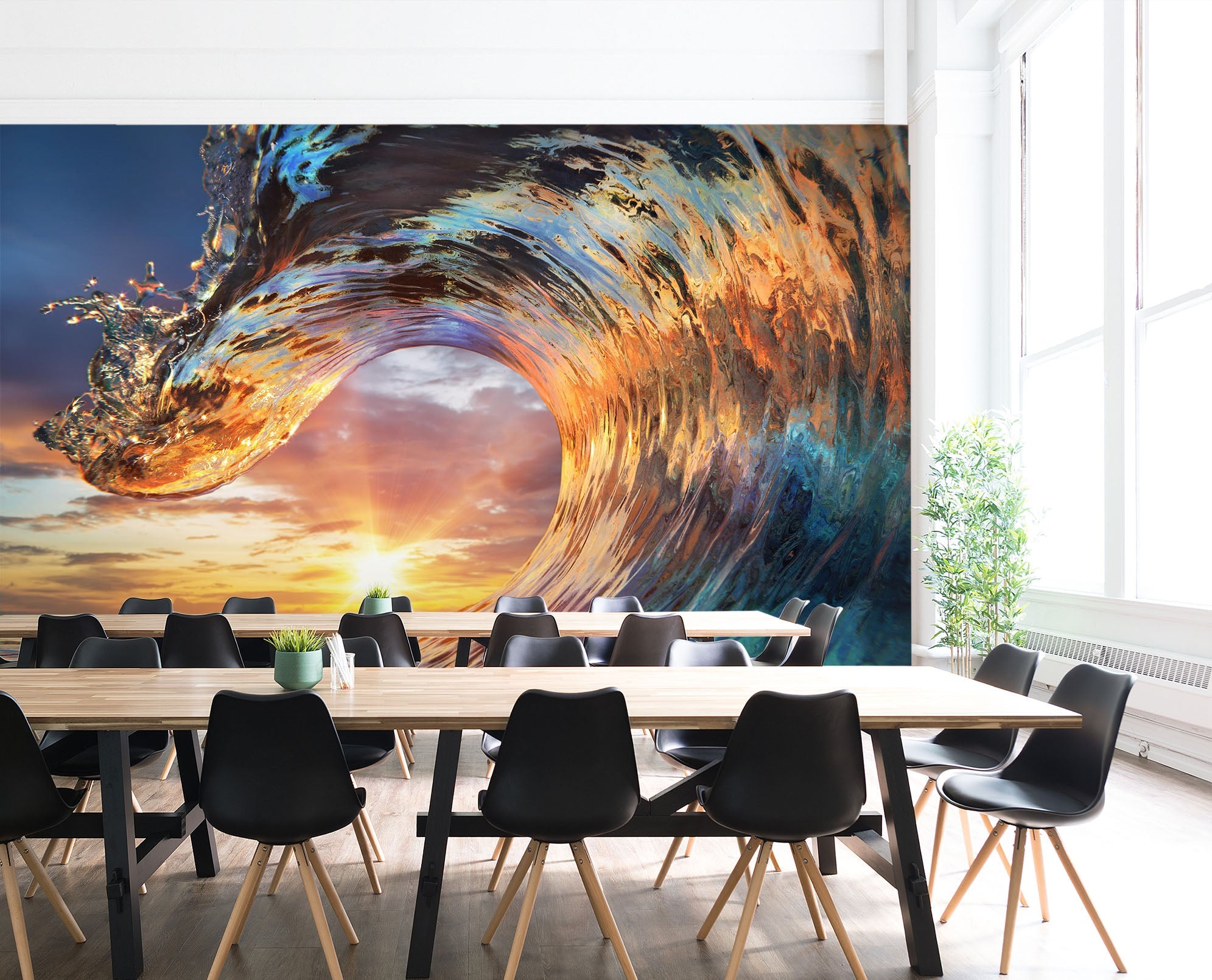 3D Sunshine Waves 038 Wall Murals Wallpaper AJ Wallpaper 2