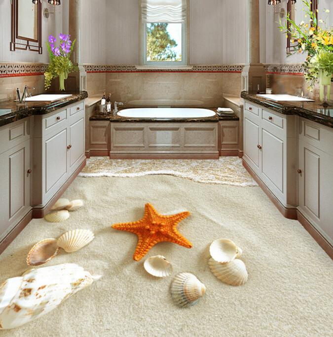 3D Sandy Beach Floor Mural Wallpaper AJ Wallpaper 2