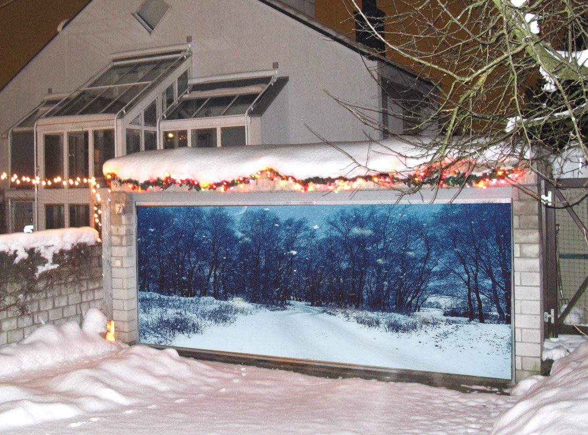 3D Snowing Forest Road 131 Garage Door Mural Wallpaper AJ Wallpaper