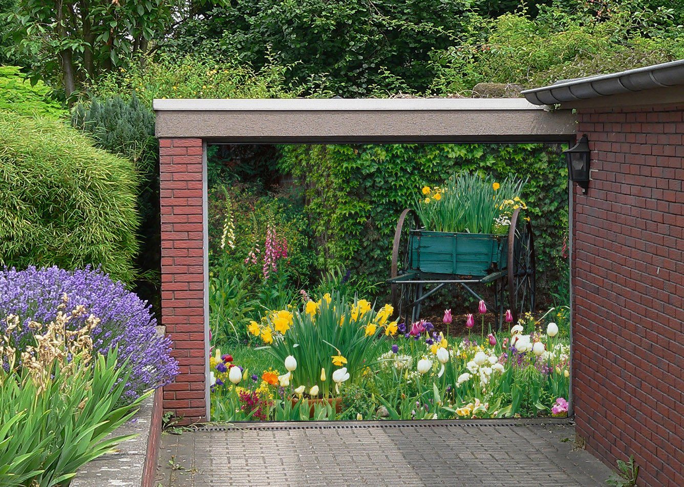 3D Flowers And Ivy 308 Garage Door Mural Wallpaper AJ Wallpaper