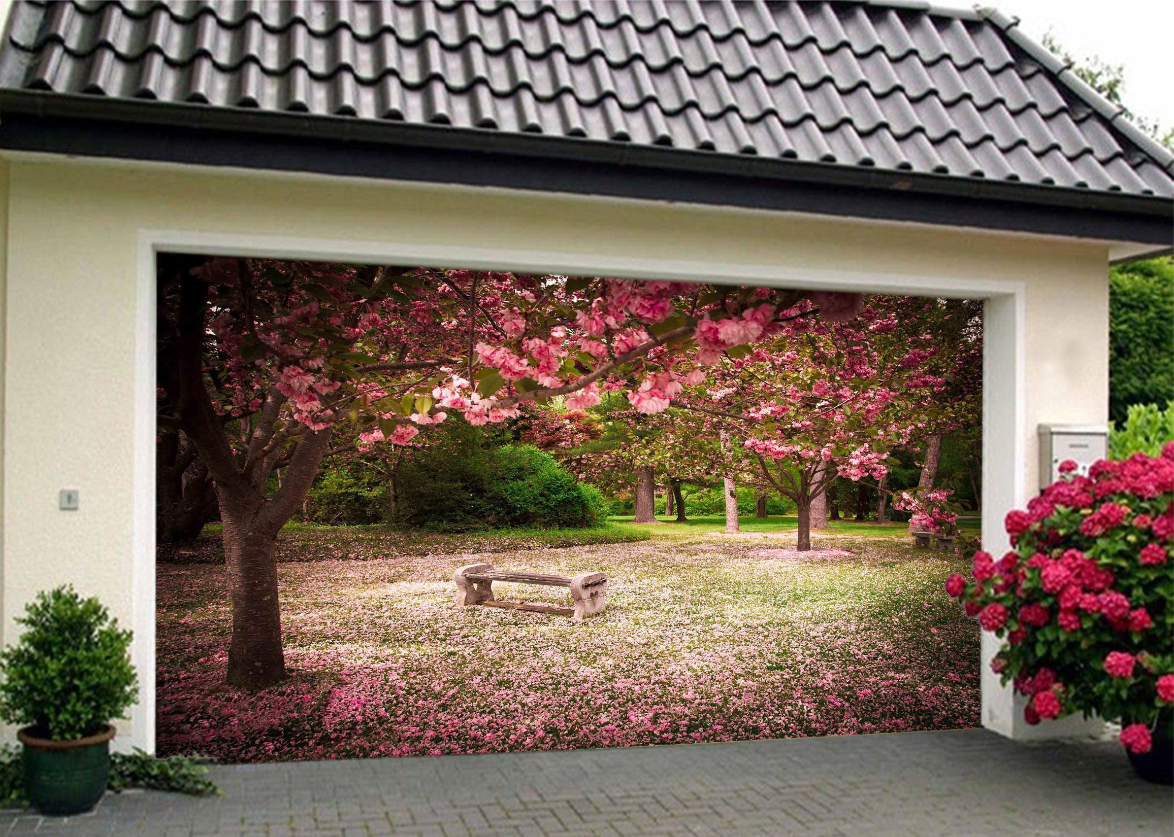 3D Trees Falling Flowers 327 Garage Door Mural Wallpaper AJ Wallpaper
